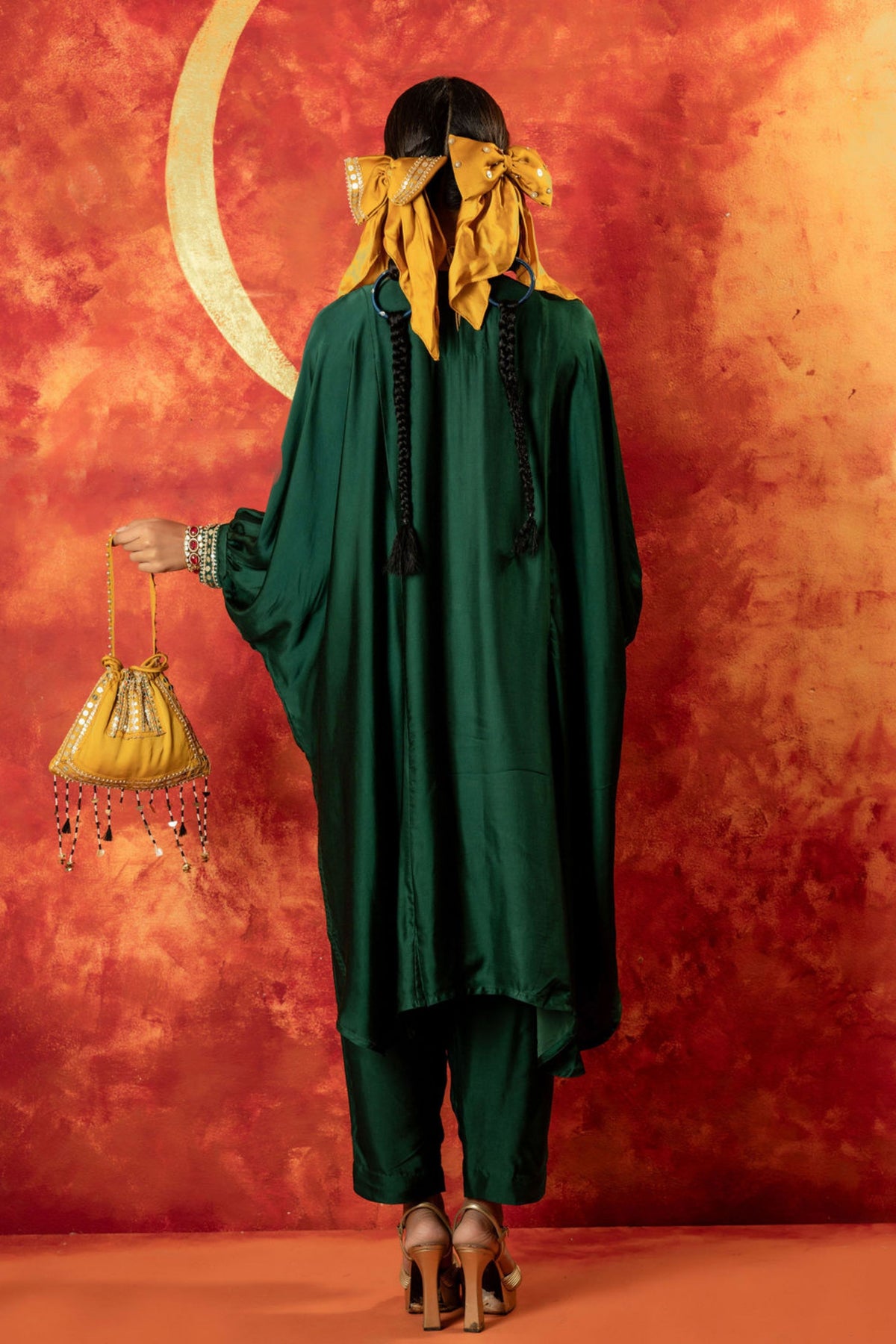 Masbah Green Kaftan Set