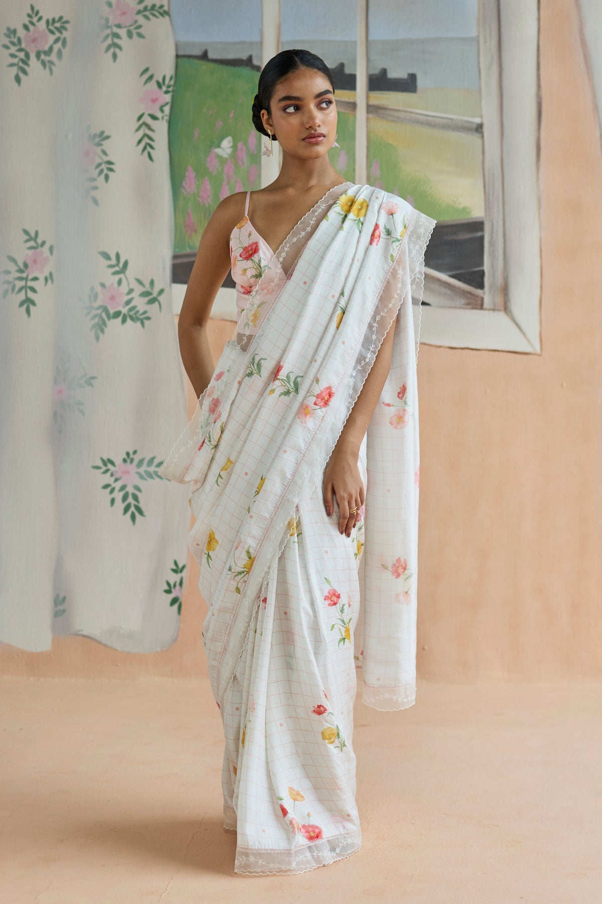 Poppy Mulberry Silk Sari