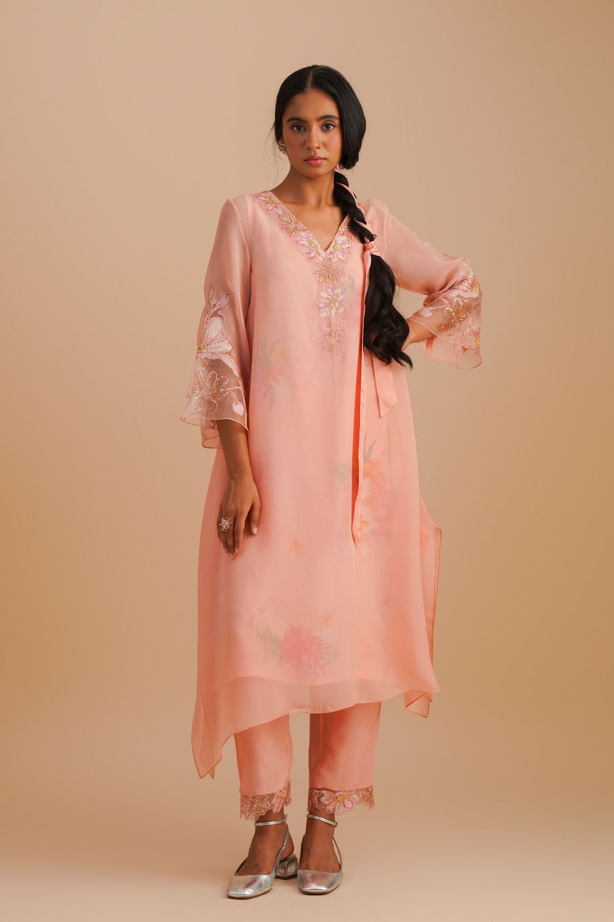 Blush Organza Kurta Set
