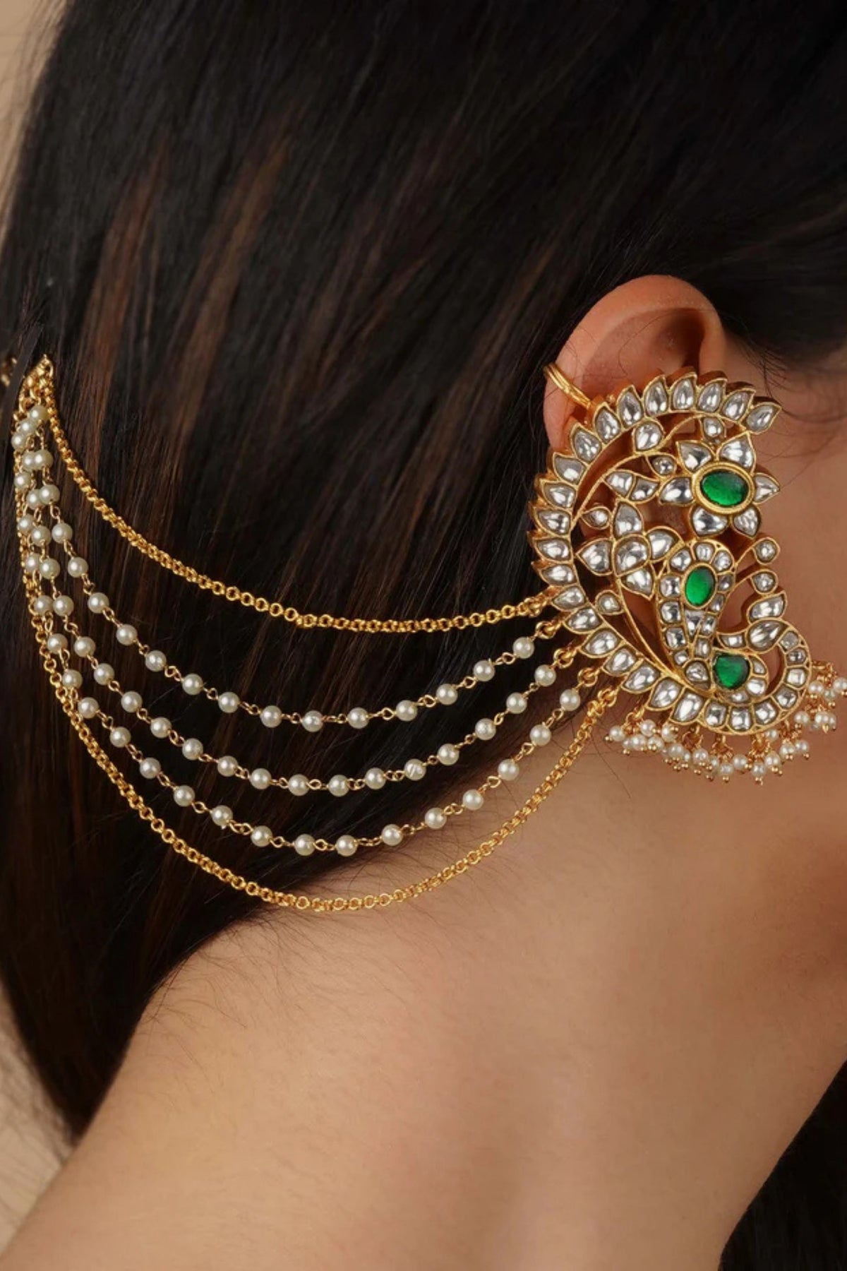 Jadau Kundan Earrings in Green