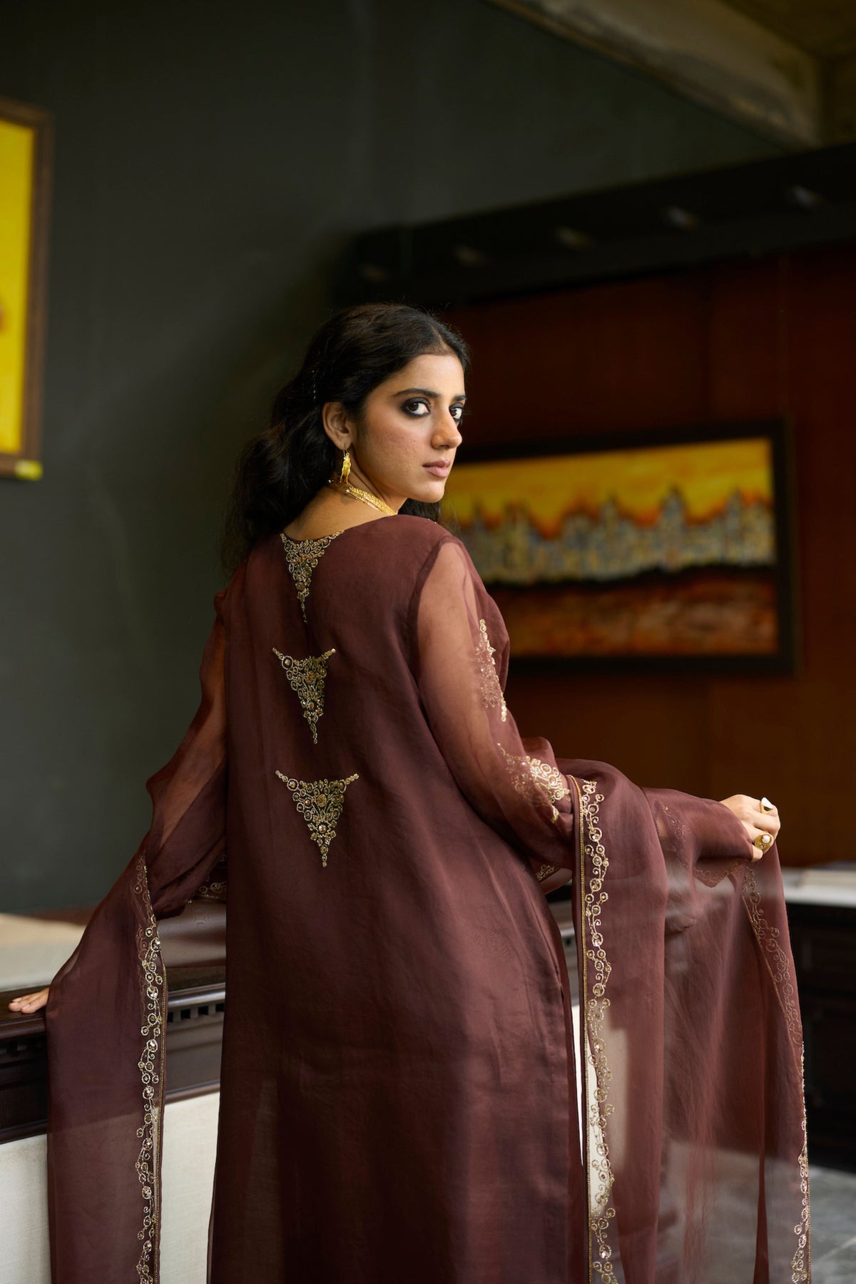 Brown Sukhali Kurta Set