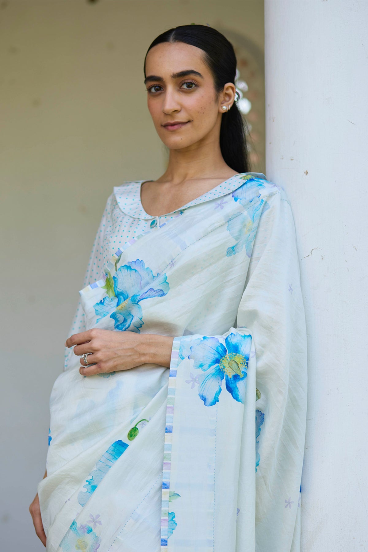 Aura Poppy Ivory Saree