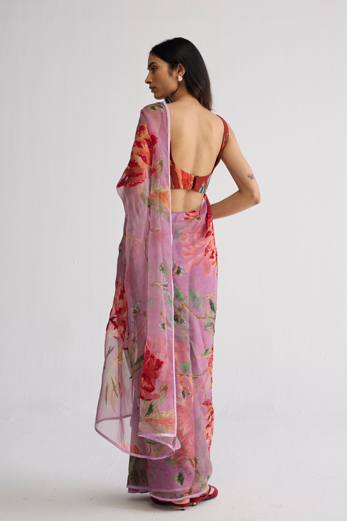 Berry Organza Saree