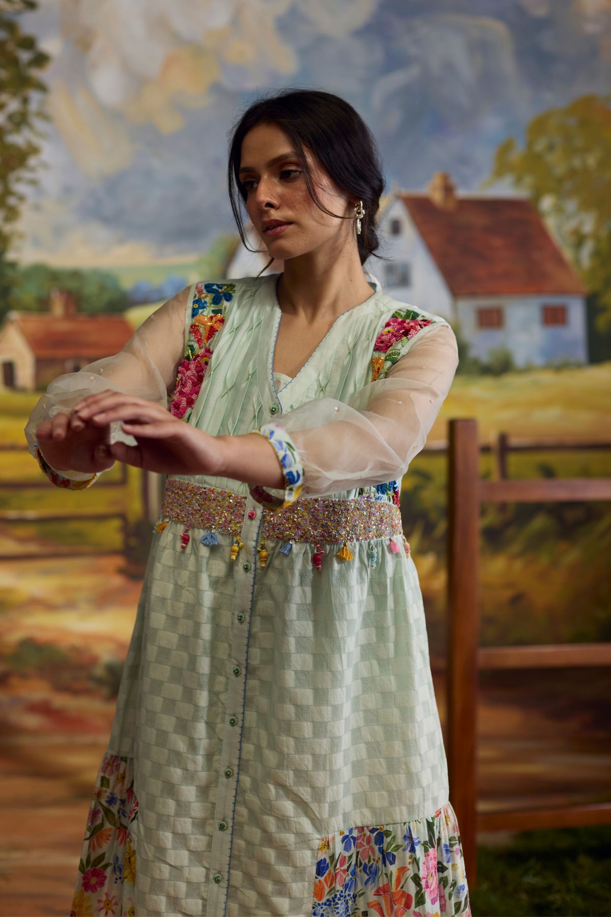 Meadow Floral Checkered Dress