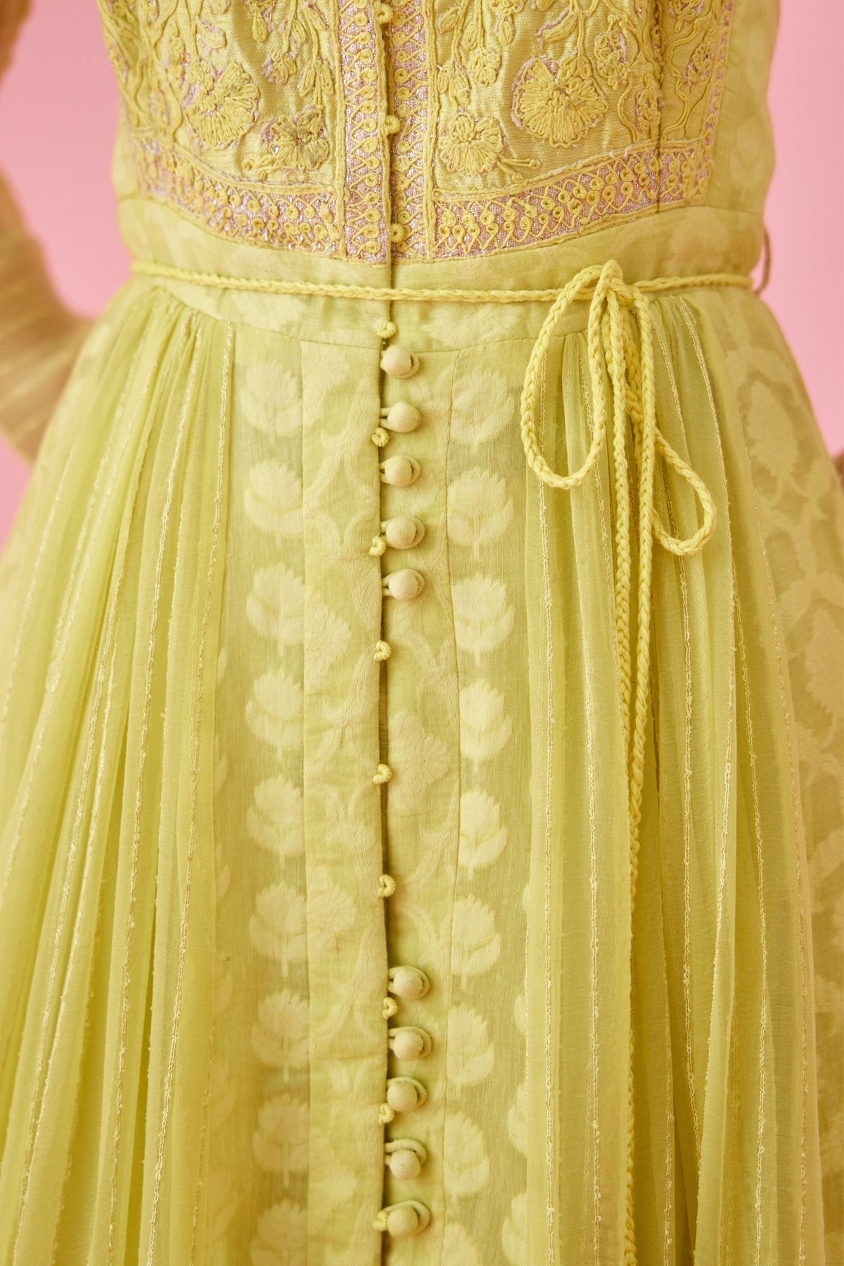Lemon yellow Anarkali set
