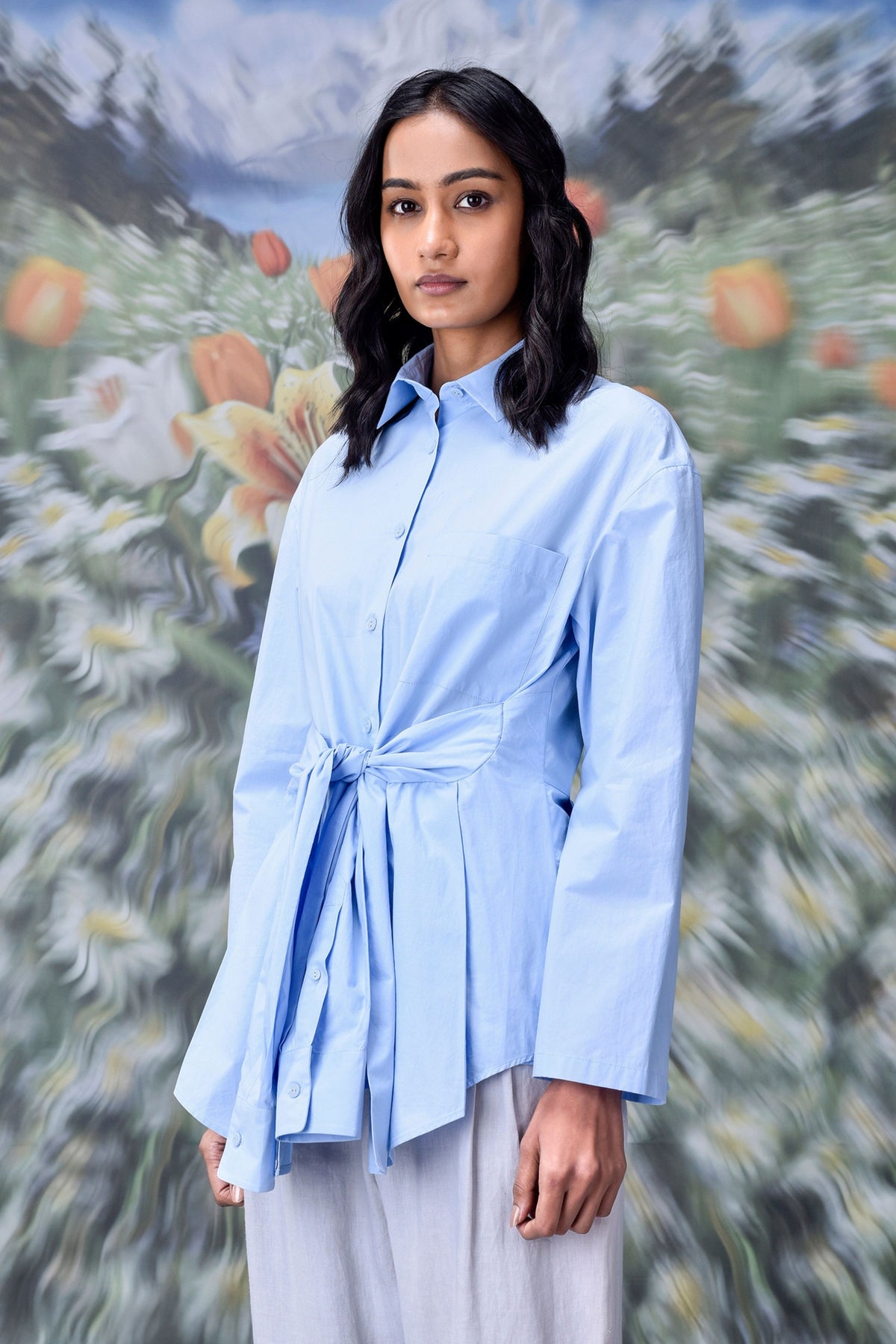 Deconstructed Shirt  Light Blue