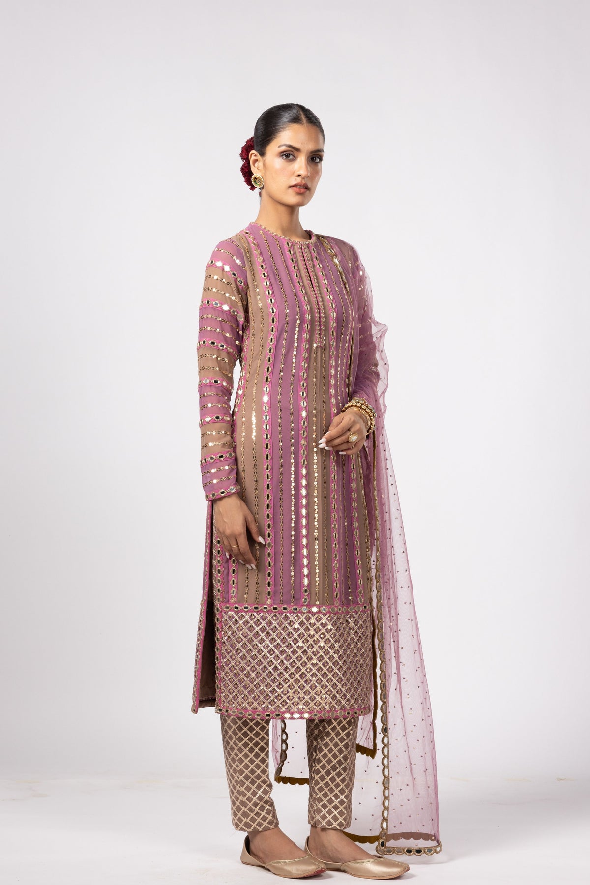 Mud Mauve Mirror Kurta Set