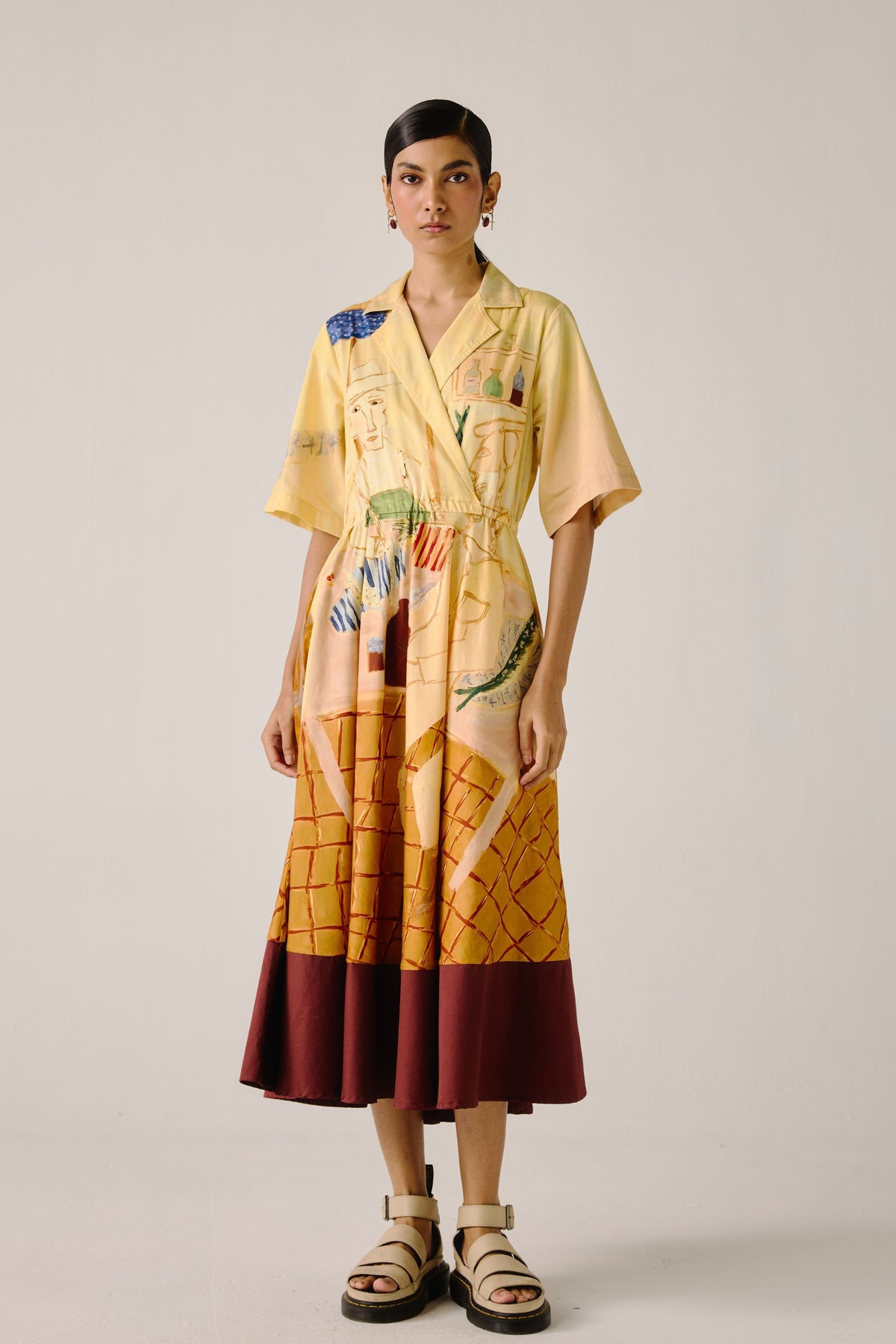 Fisherman Print Blocked Dress