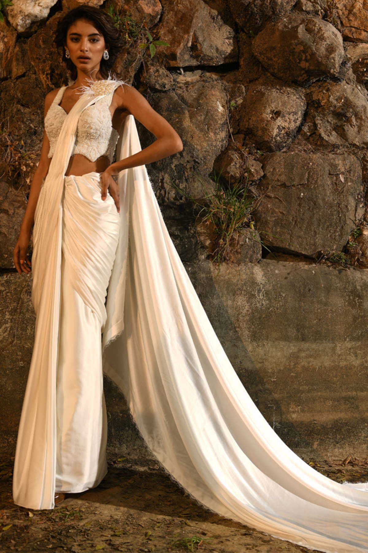 Stiched drape saree