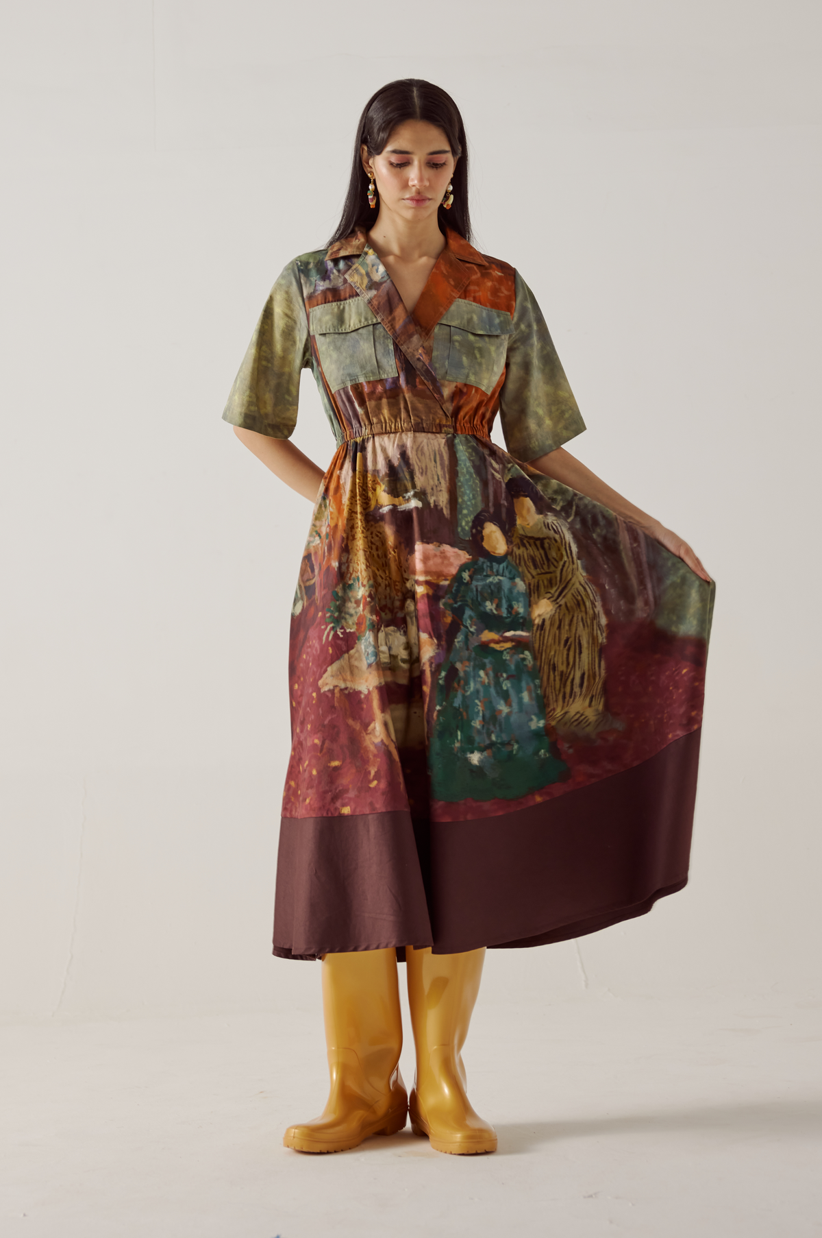 Print Blocked Dress