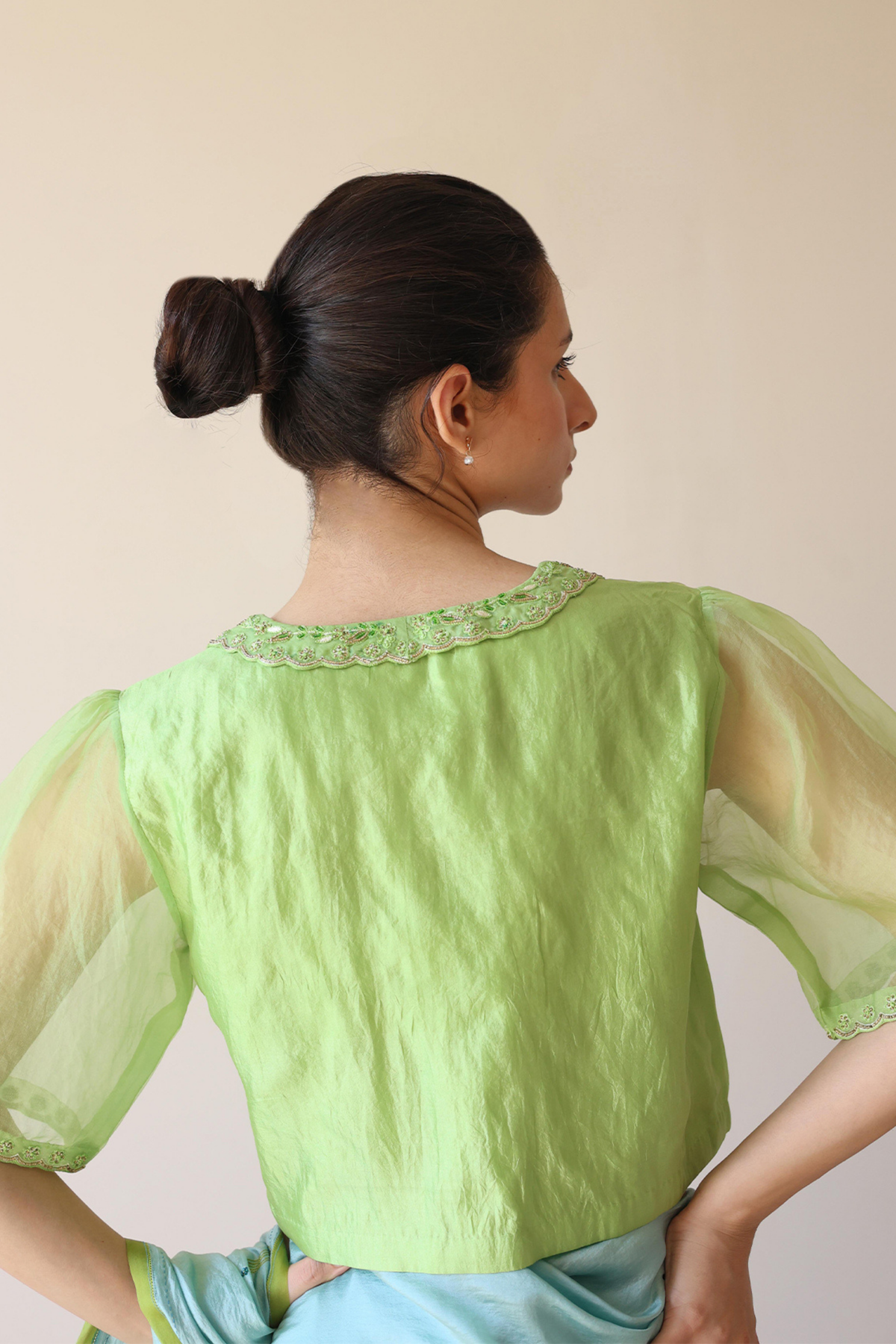 Sunlit Morning Embroidered Green Blouse