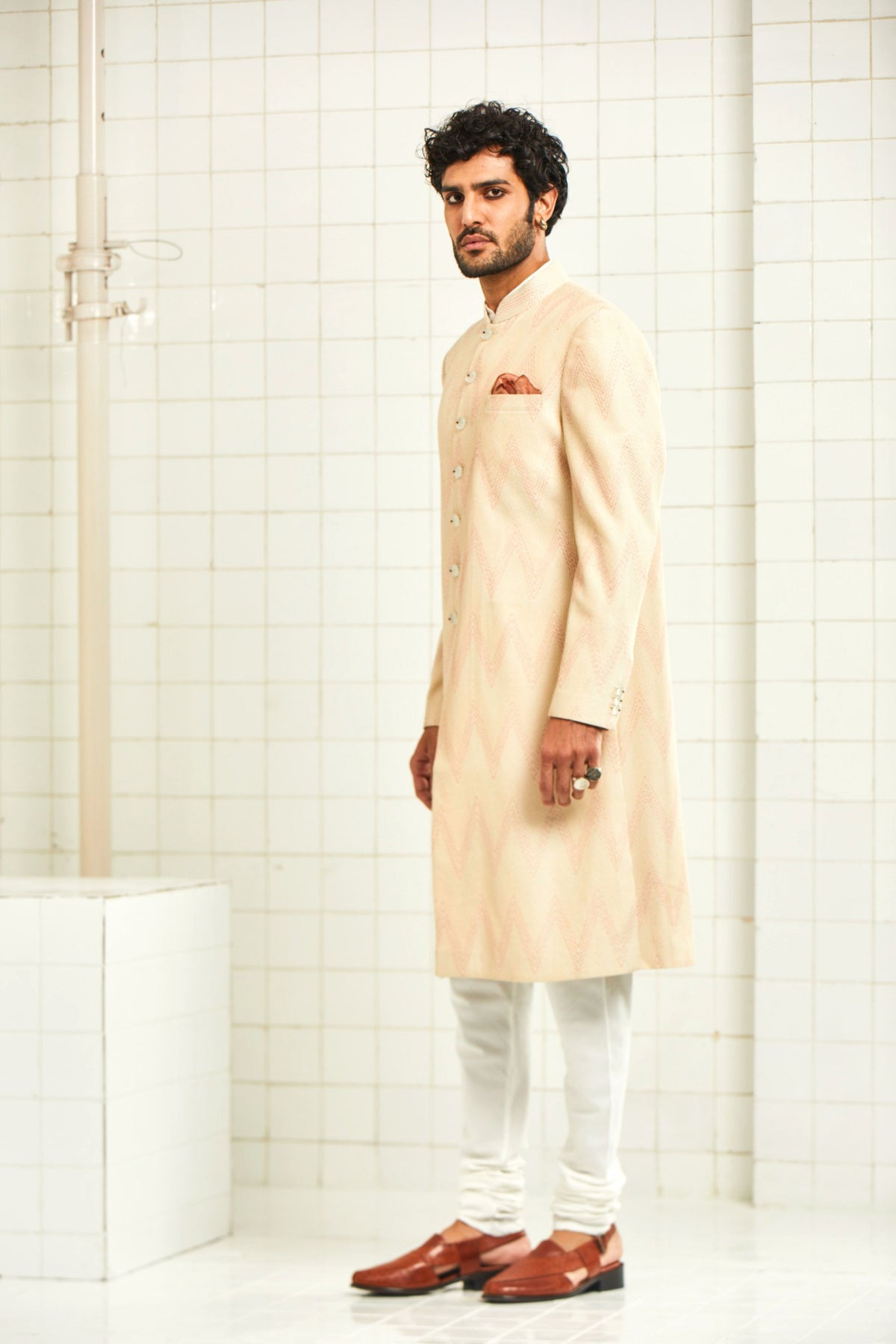 Theekariya Chevron Stitch Sherwani