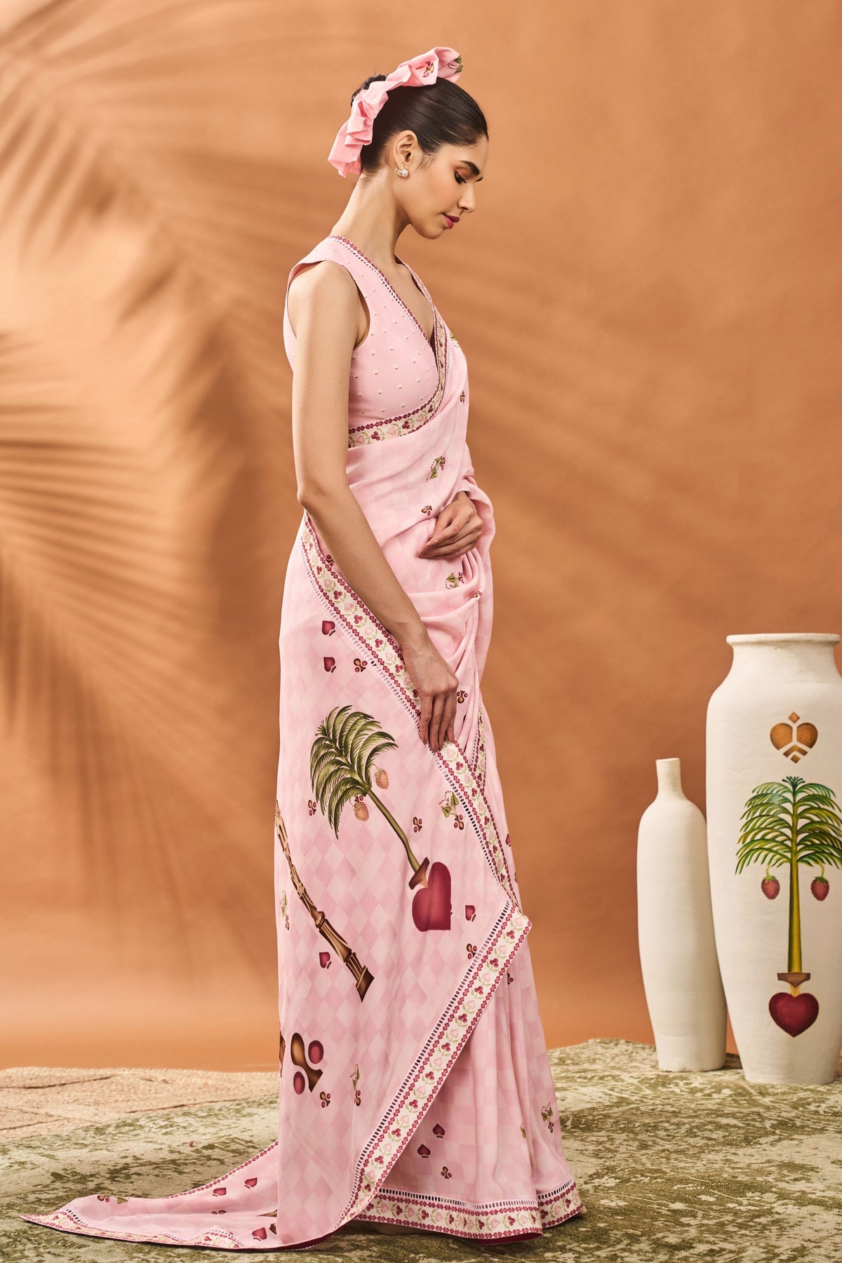 Pink Checkers Spade Bloom Saree