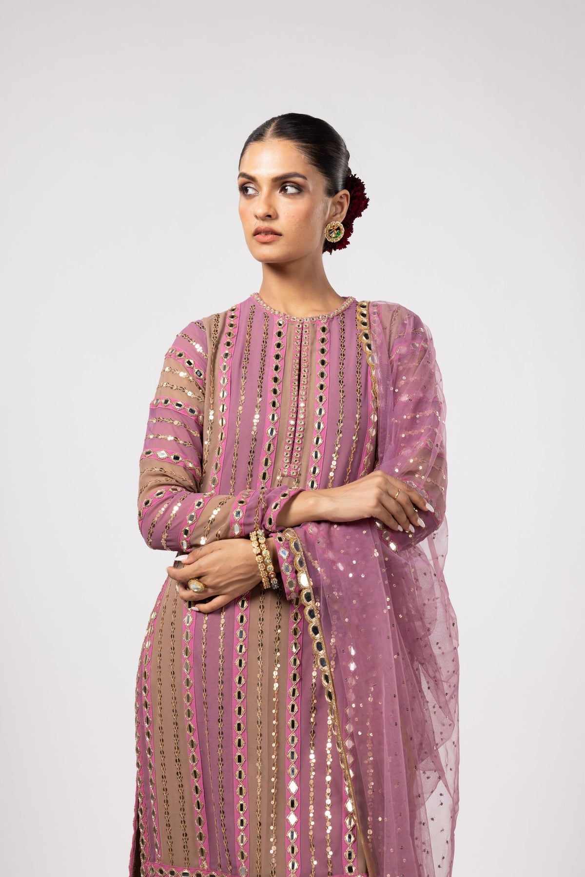 Mud Mauve Mirror Kurta Set