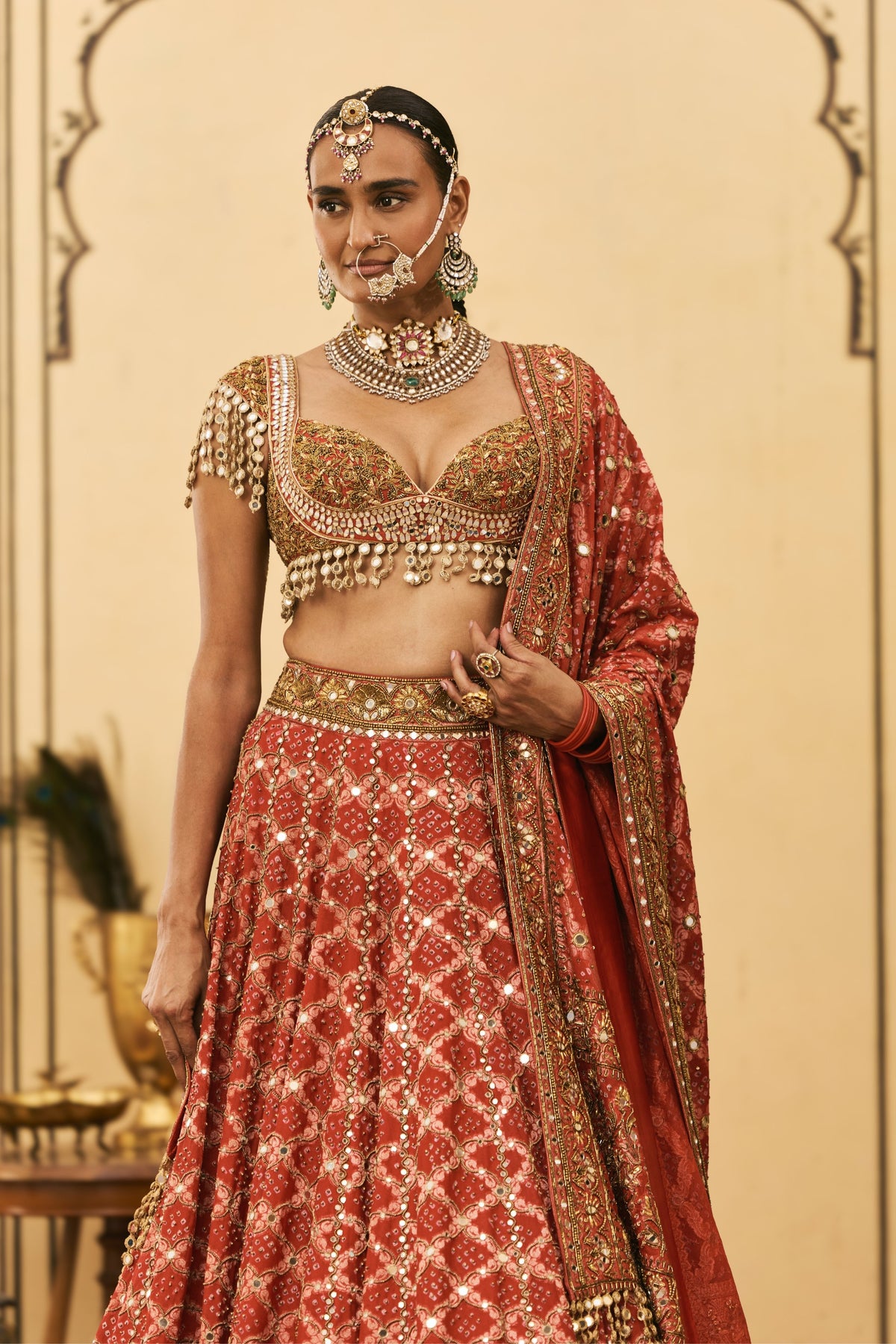 Red Bandhani Lehenga Set