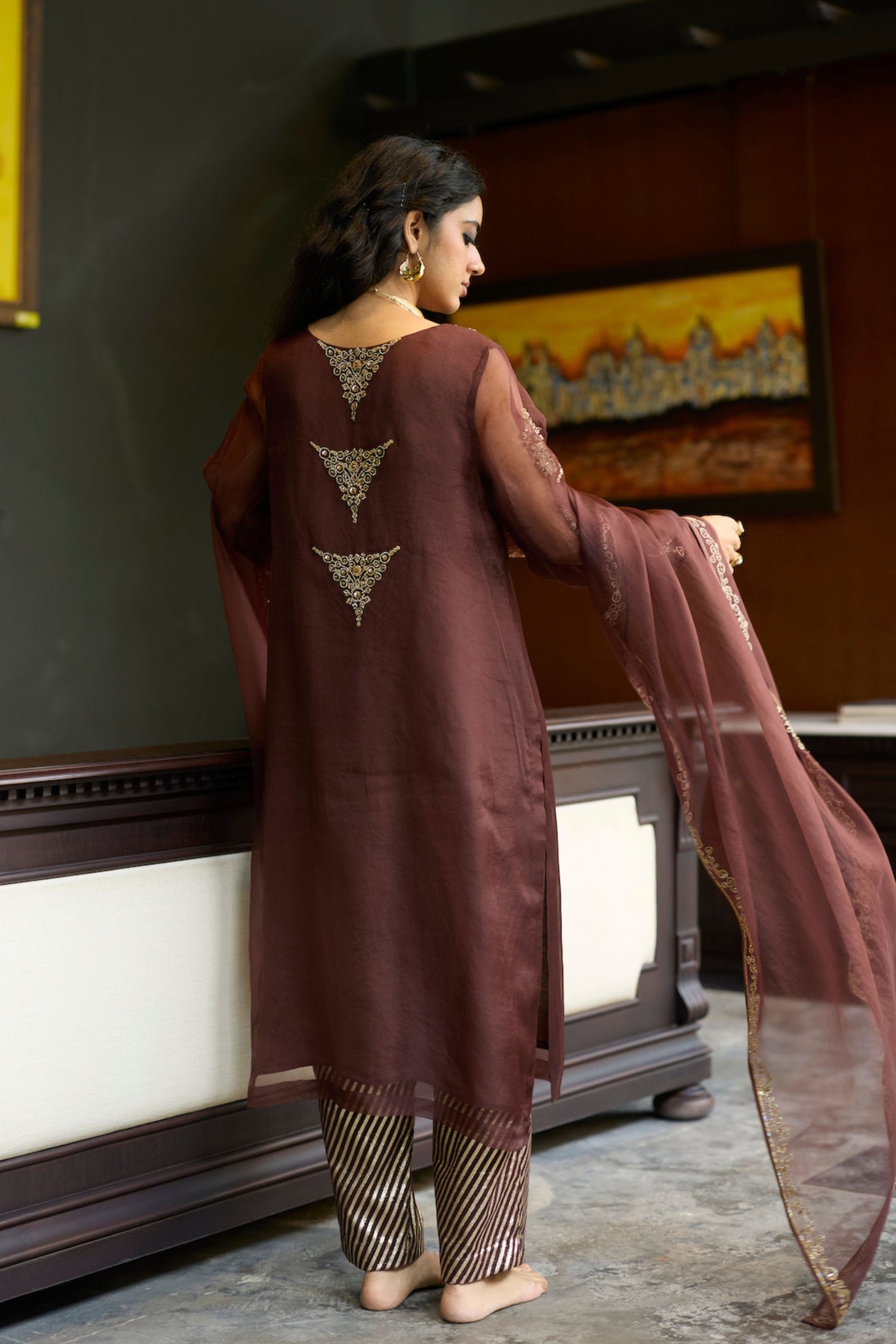 Brown Sukhali Kurta Set