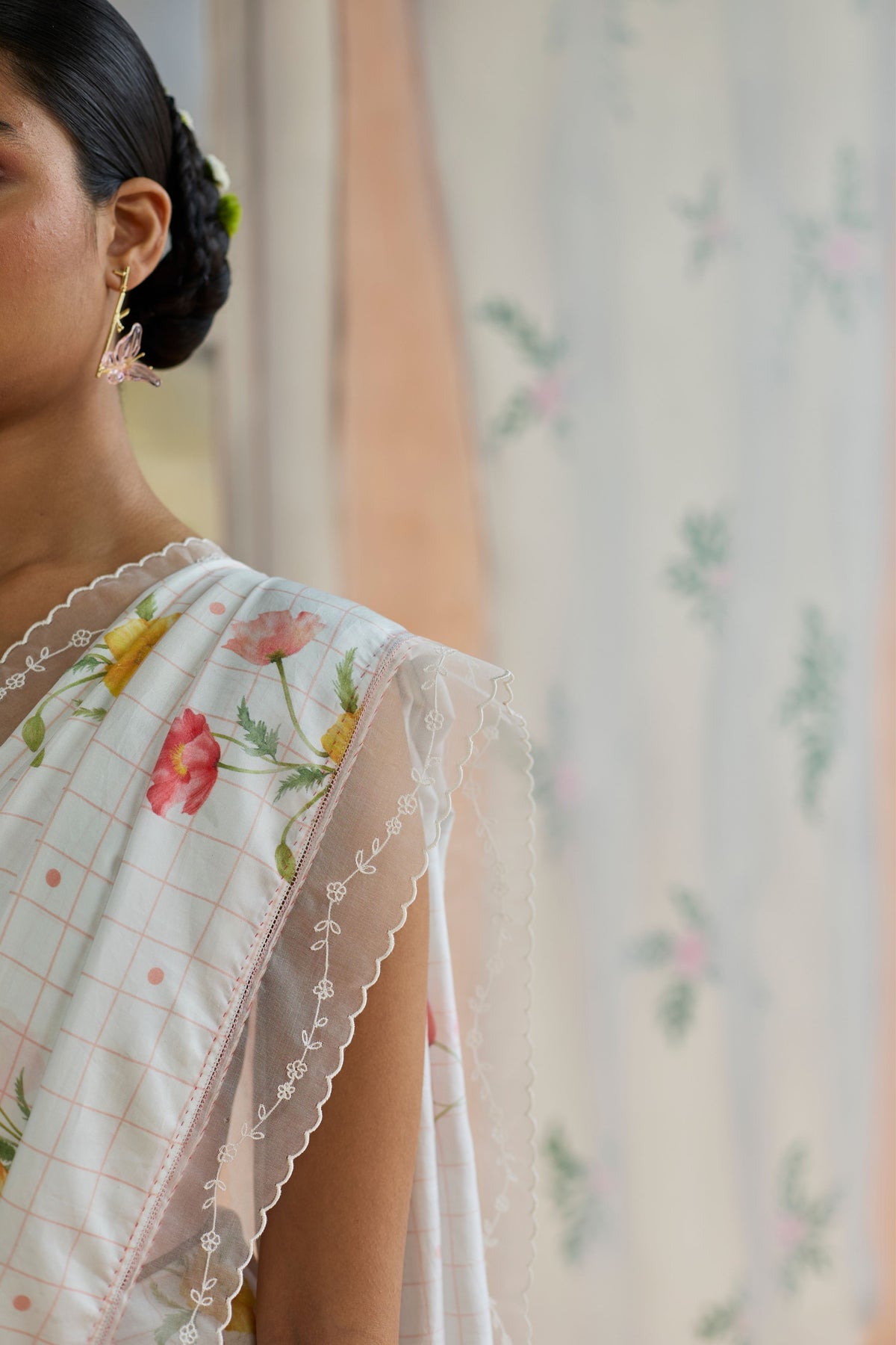 Poppy Mulberry Silk Sari