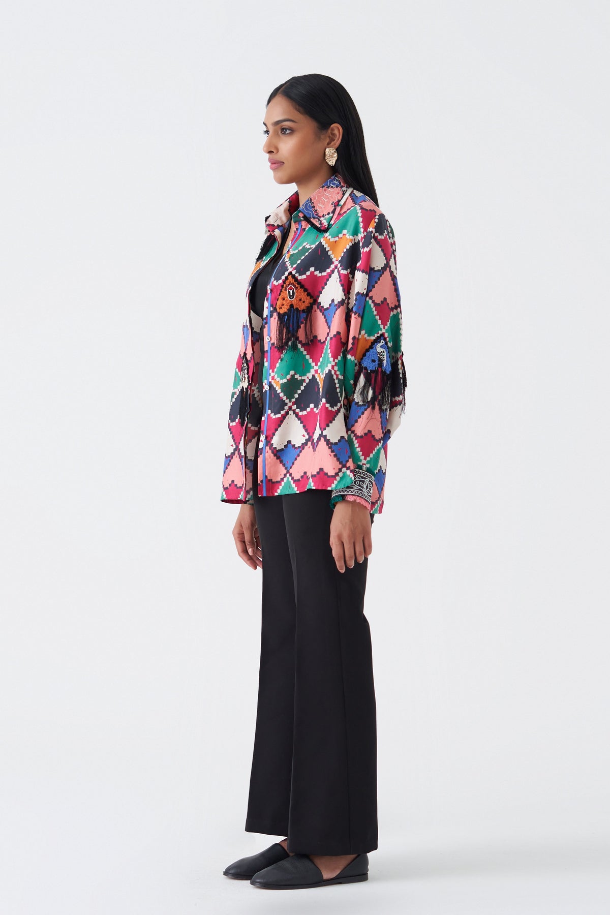 Print and Embroidered Tulum Shirt