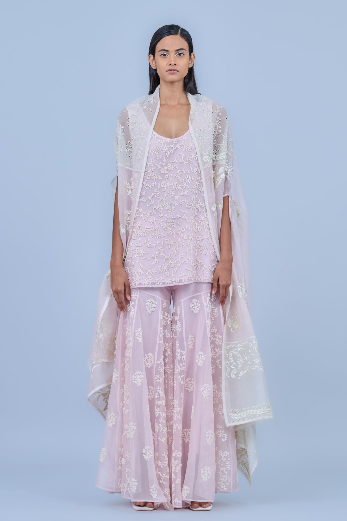 Pink Silk Organza Tank Top