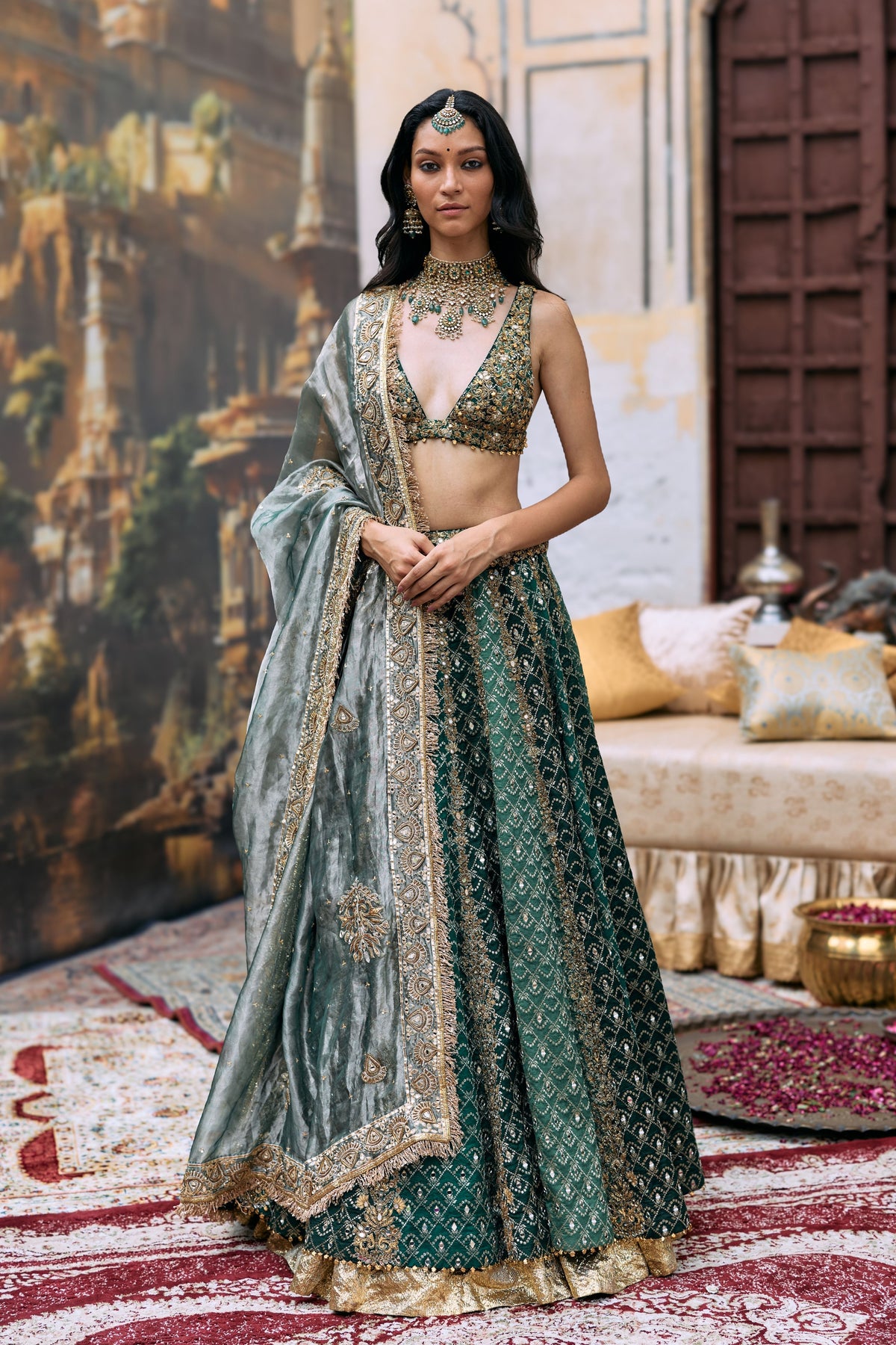 Green Vaidurya Lehenga Set