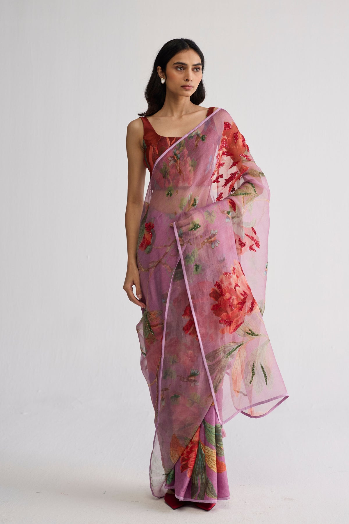 Berry Organza Saree