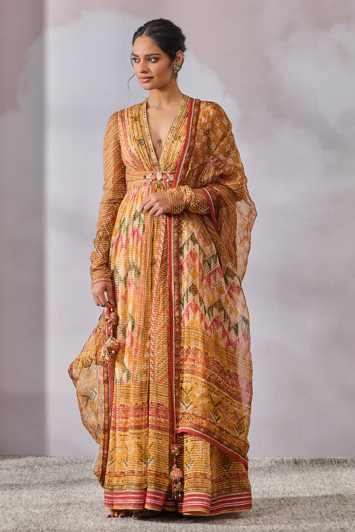 Phulkari inspired printed Anarkali
