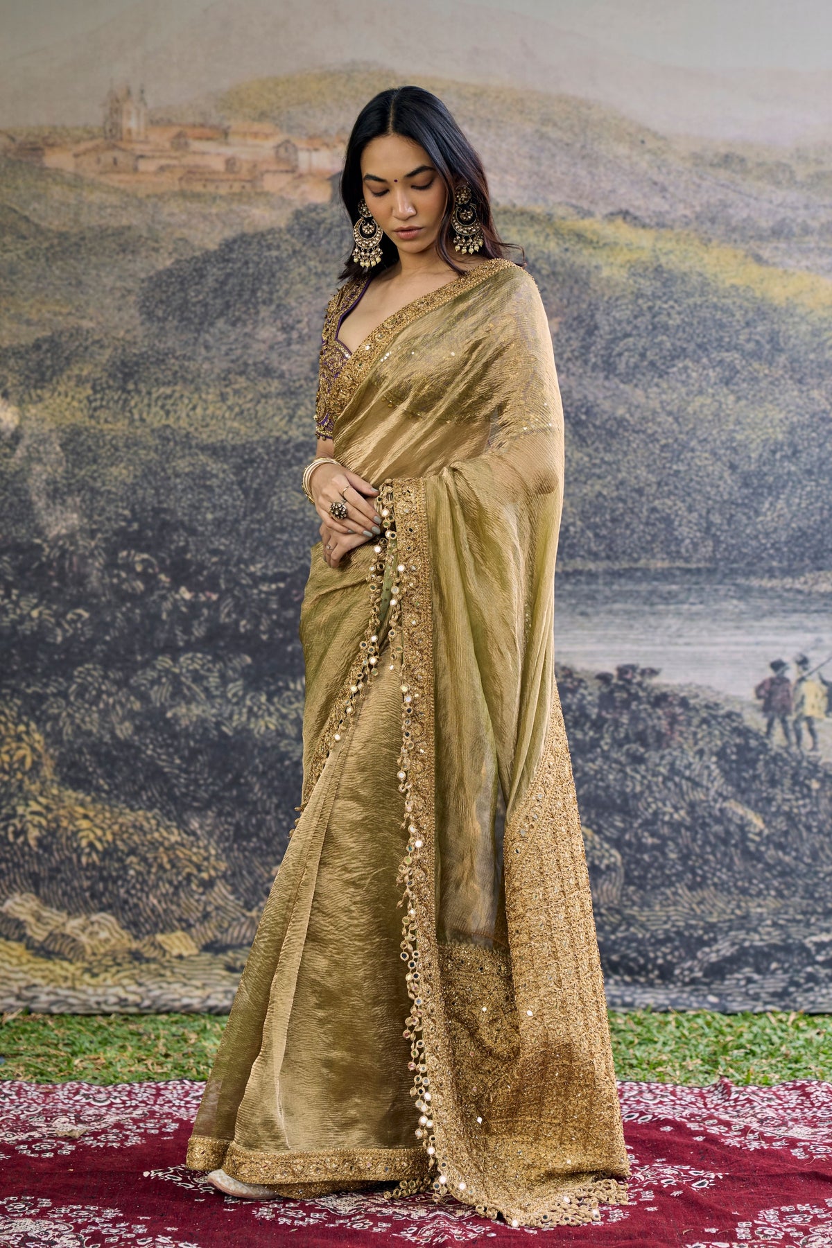 Sarvika Fusion Tissue Saree Set