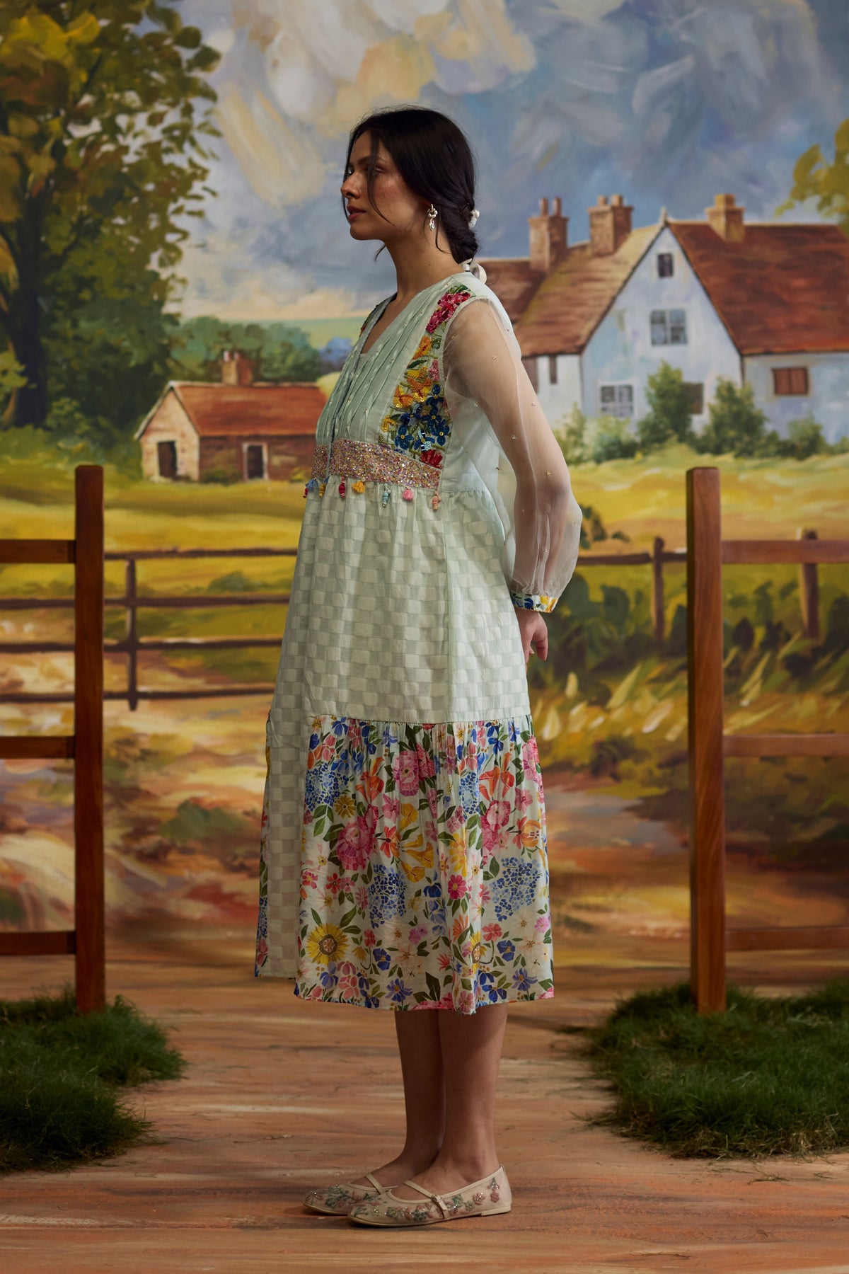 Meadow Floral Checkered Dress