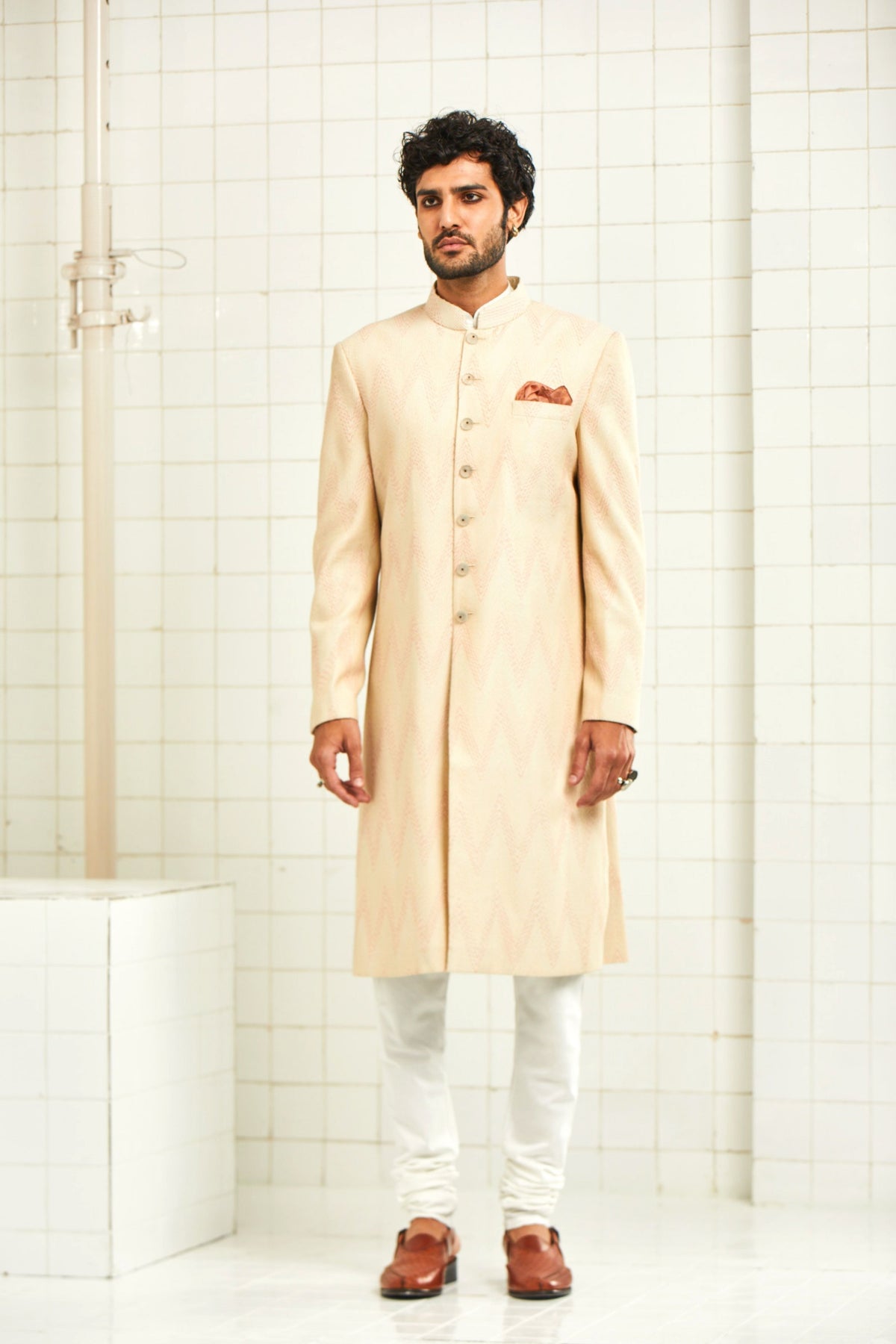 Theekariya Chevron Stitch Sherwani