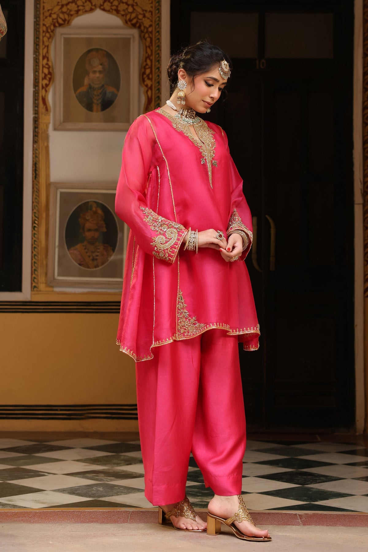 Pink Ahista Short Kurta Set