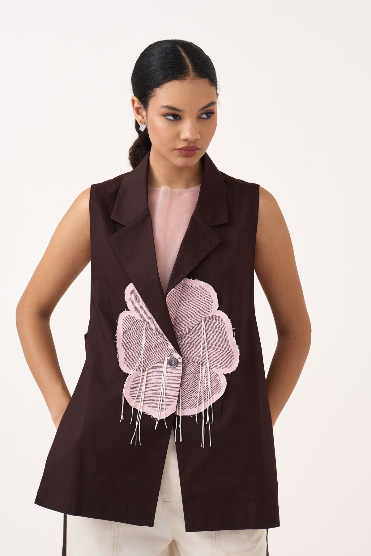 Floral Applique Waistcoat Set