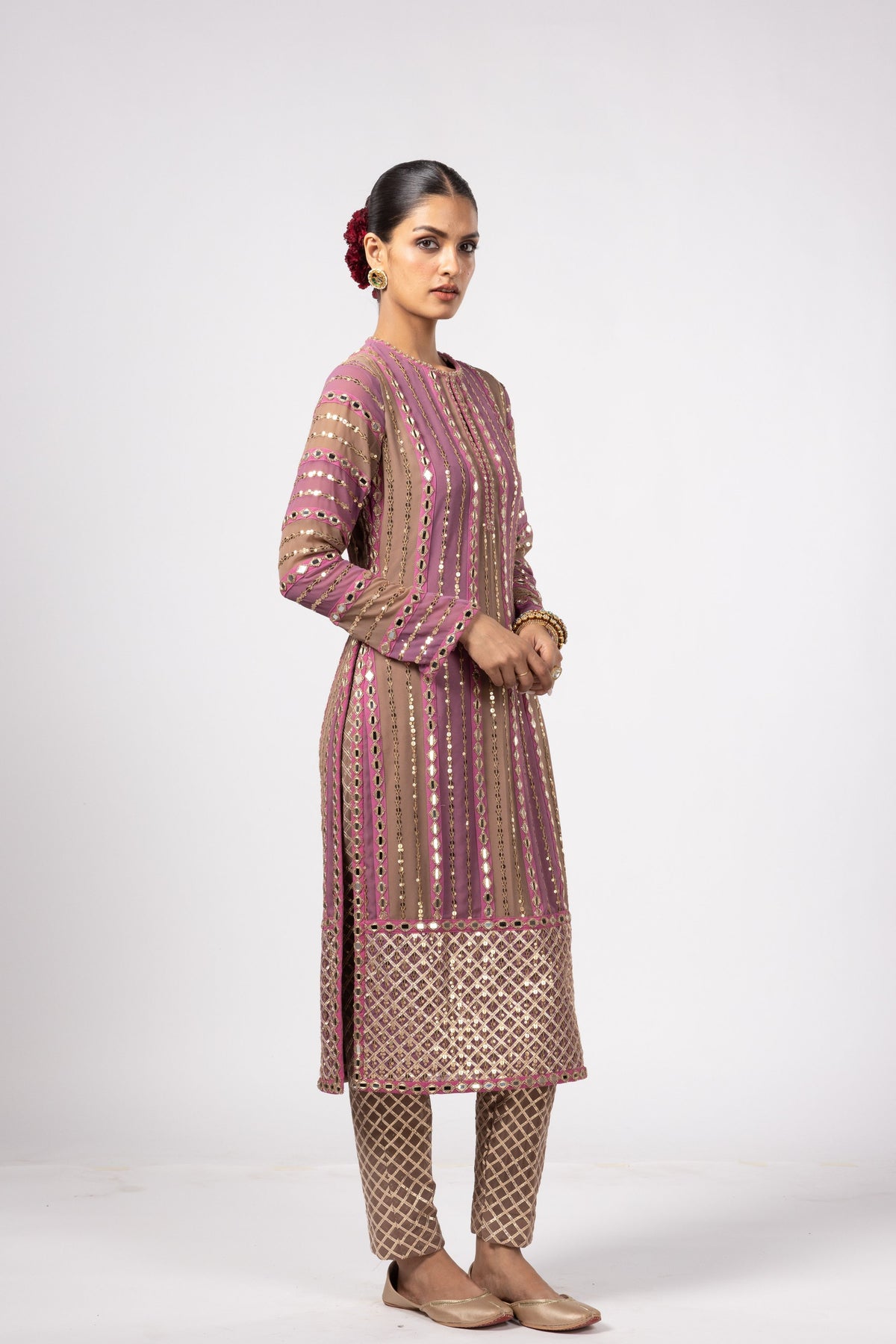 Mud Mauve Mirror Kurta Set