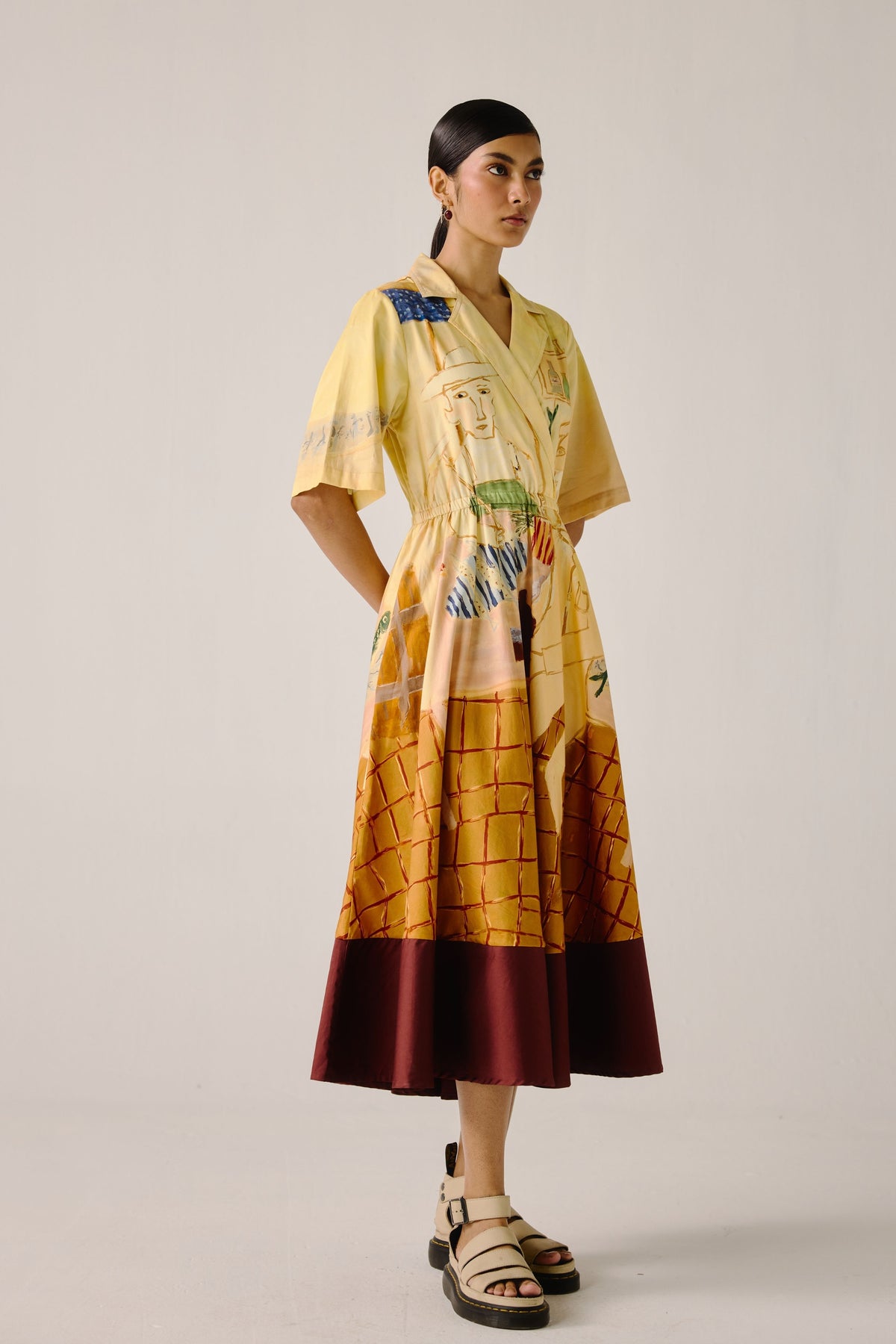 Fisherman Print Blocked Dress