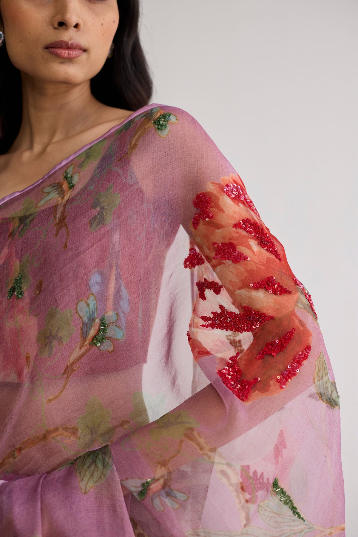Berry Organza Saree