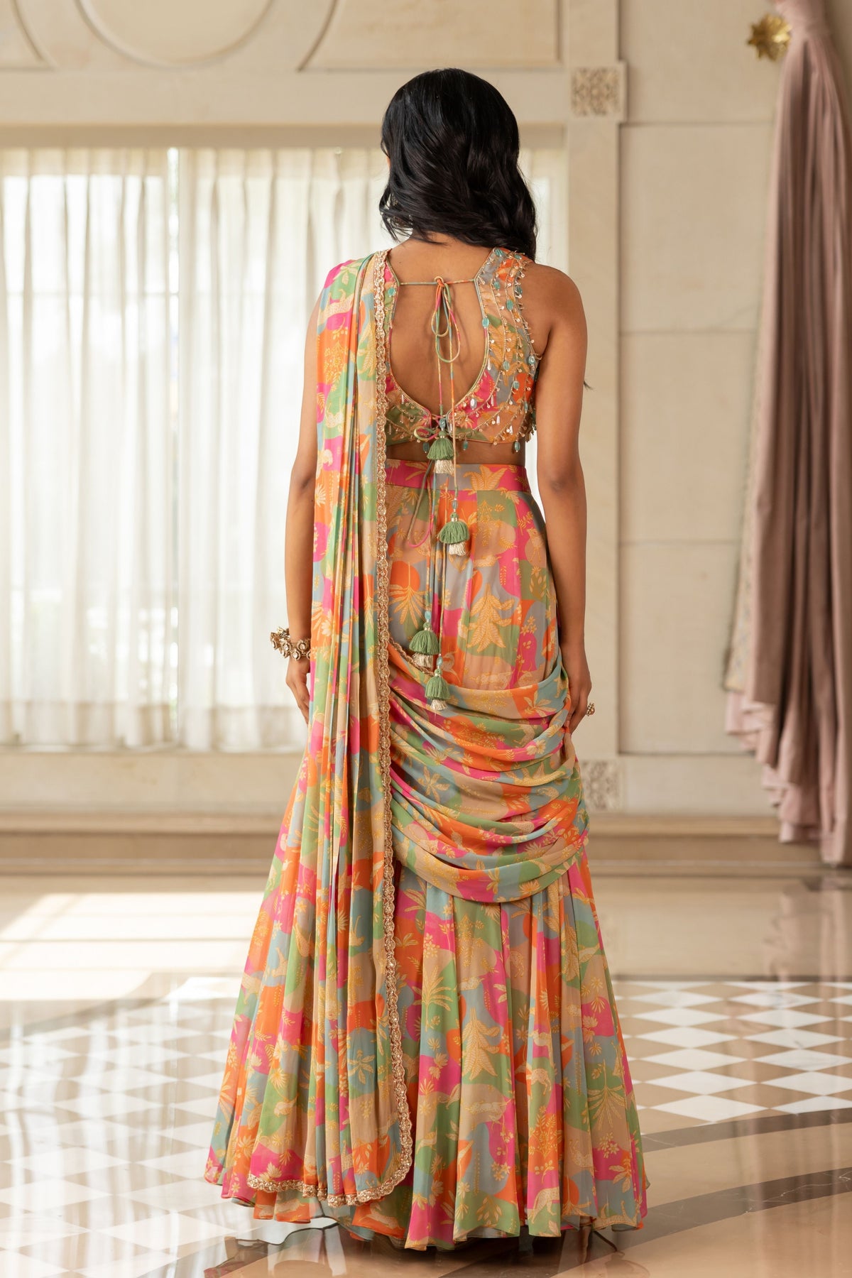 Kiara Multicolour Drape Saree Set