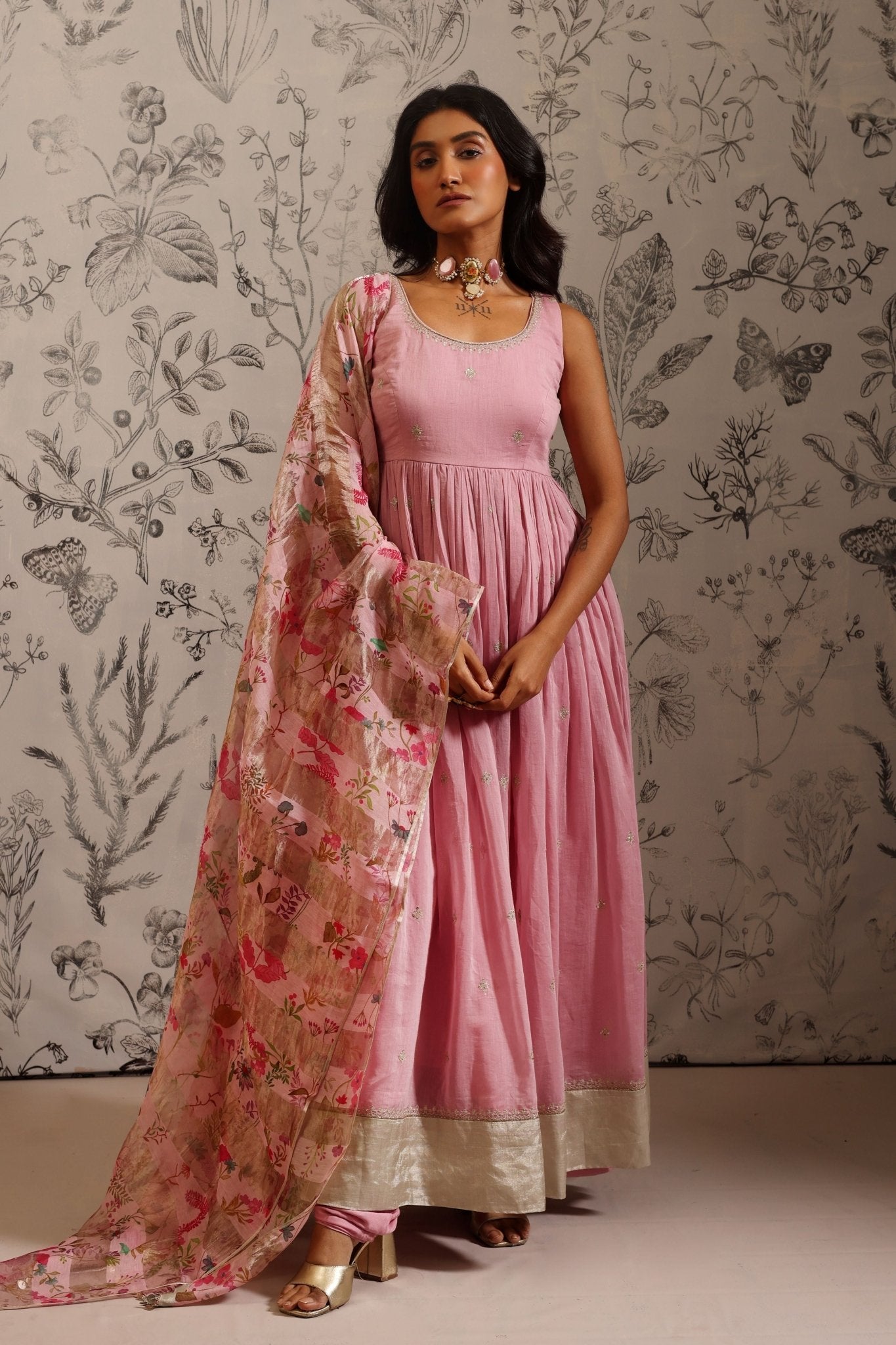 Aparajita Pink Anarkali Set - Taisha - Elahe