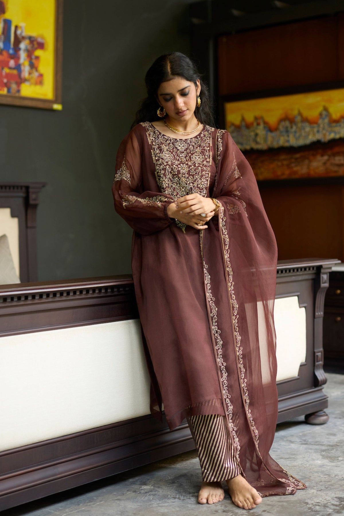 Brown Sukhali Kurta Set