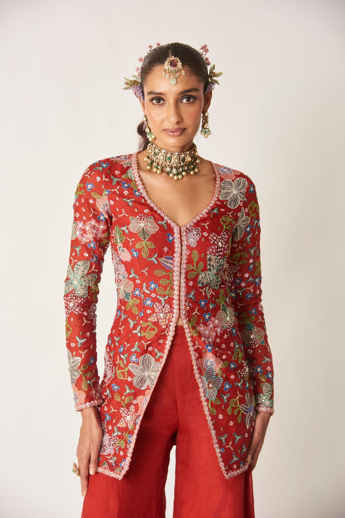Sangrine Red Sharara Set