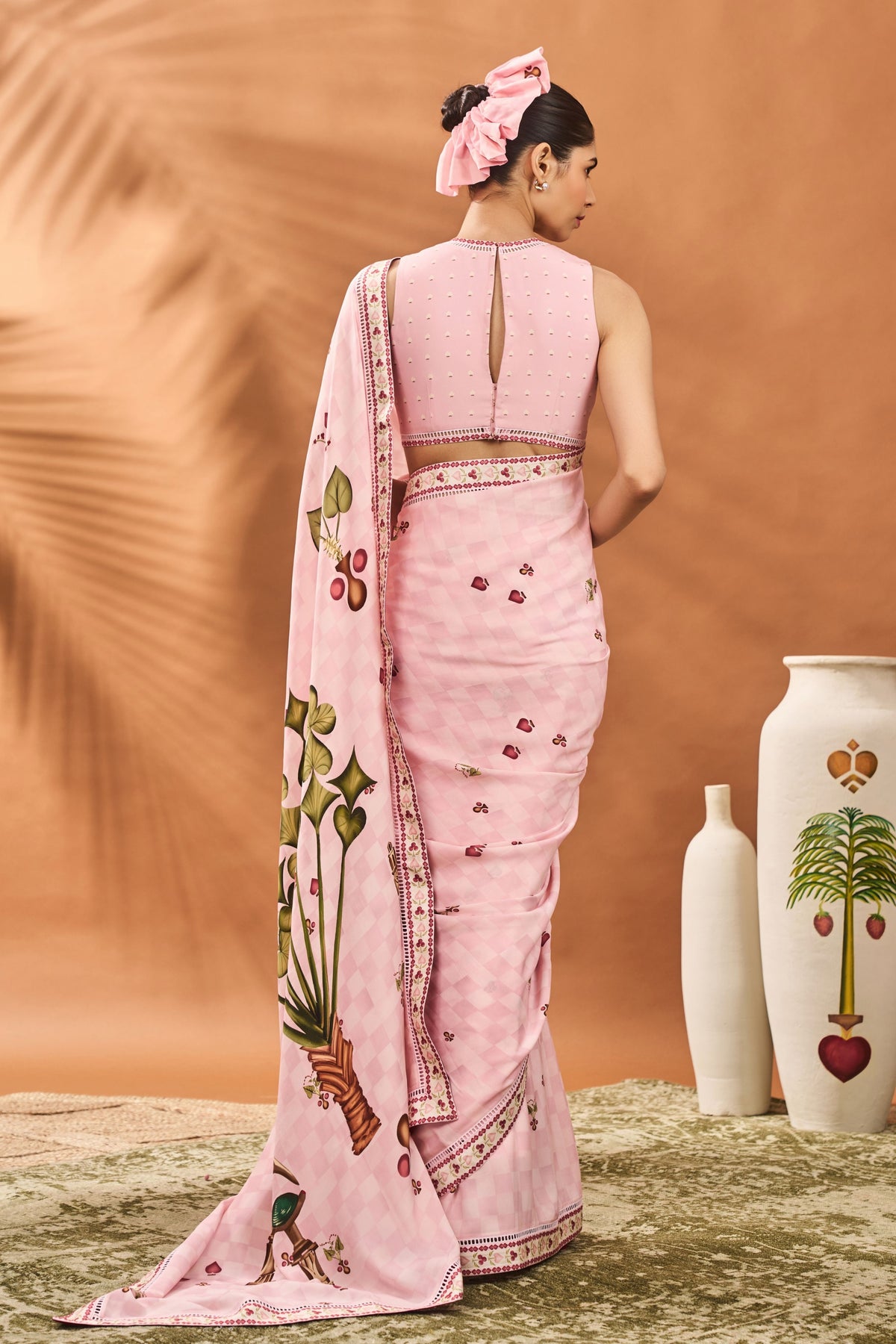 Pink Checkers Spade Bloom Saree