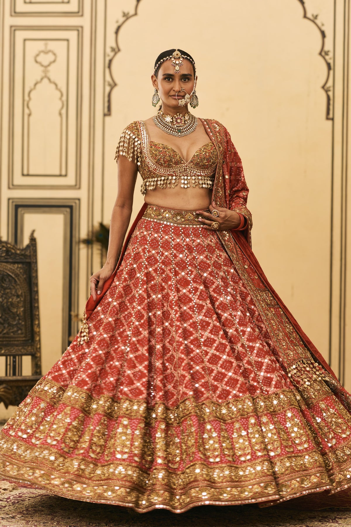 Red Bandhani Lehenga Set