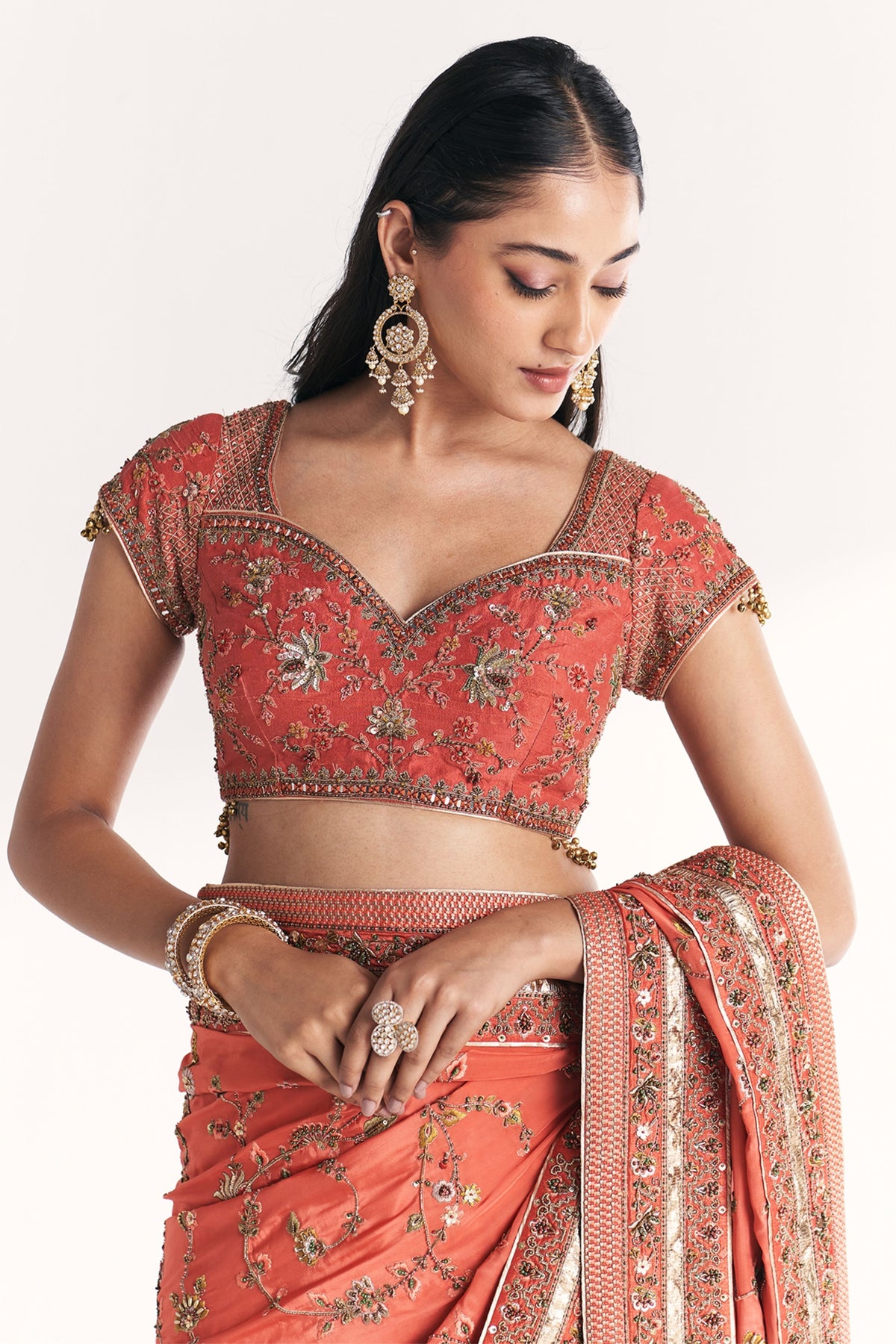 Jannat Tangerine Saree