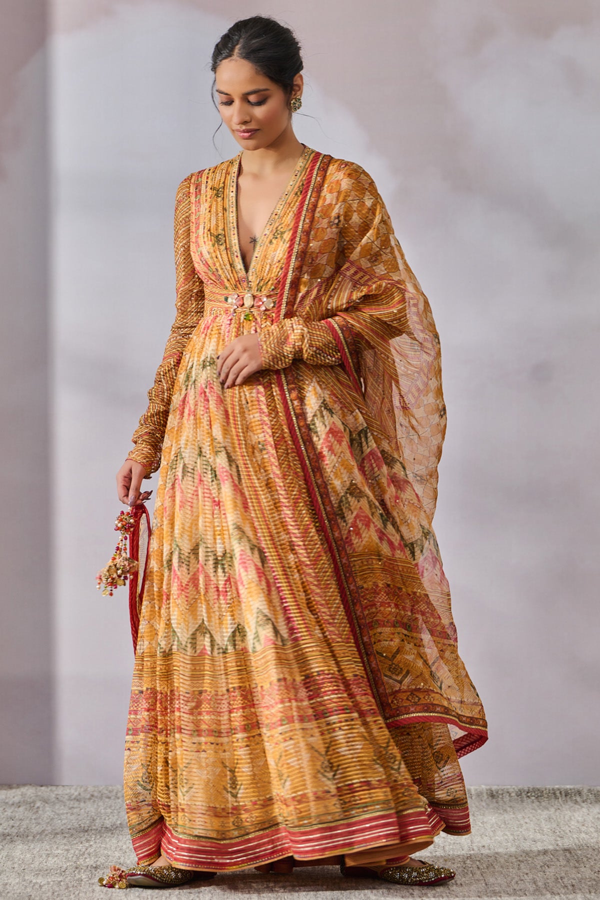 Phulkari inspired printed Anarkali