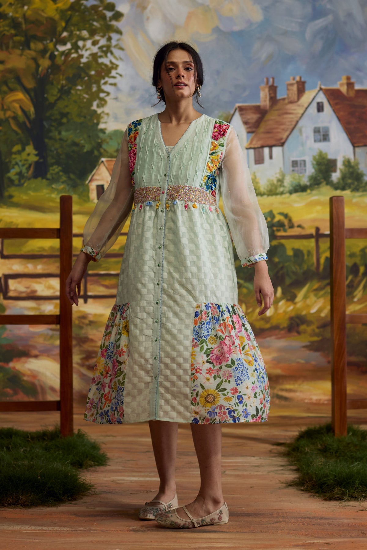 Meadow Floral Checkered Dress