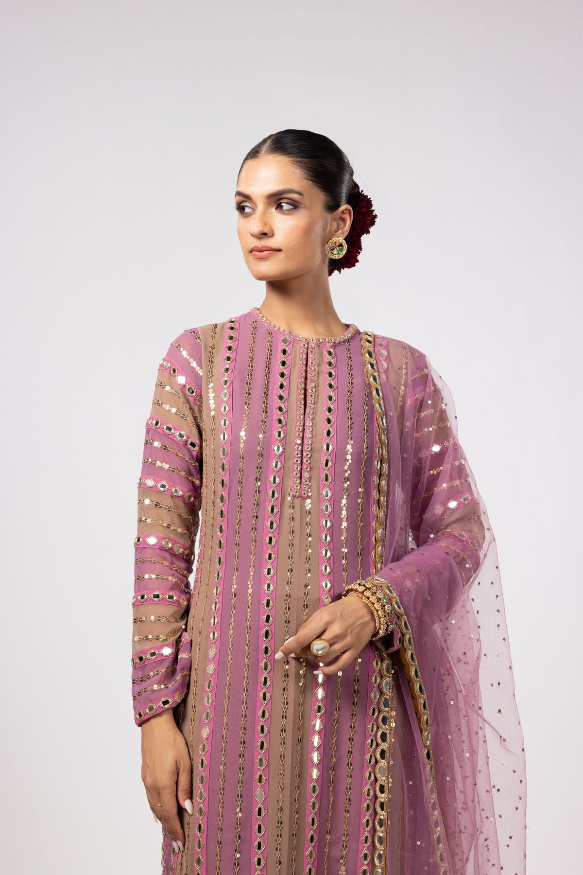 Mud Mauve Mirror Kurta Set