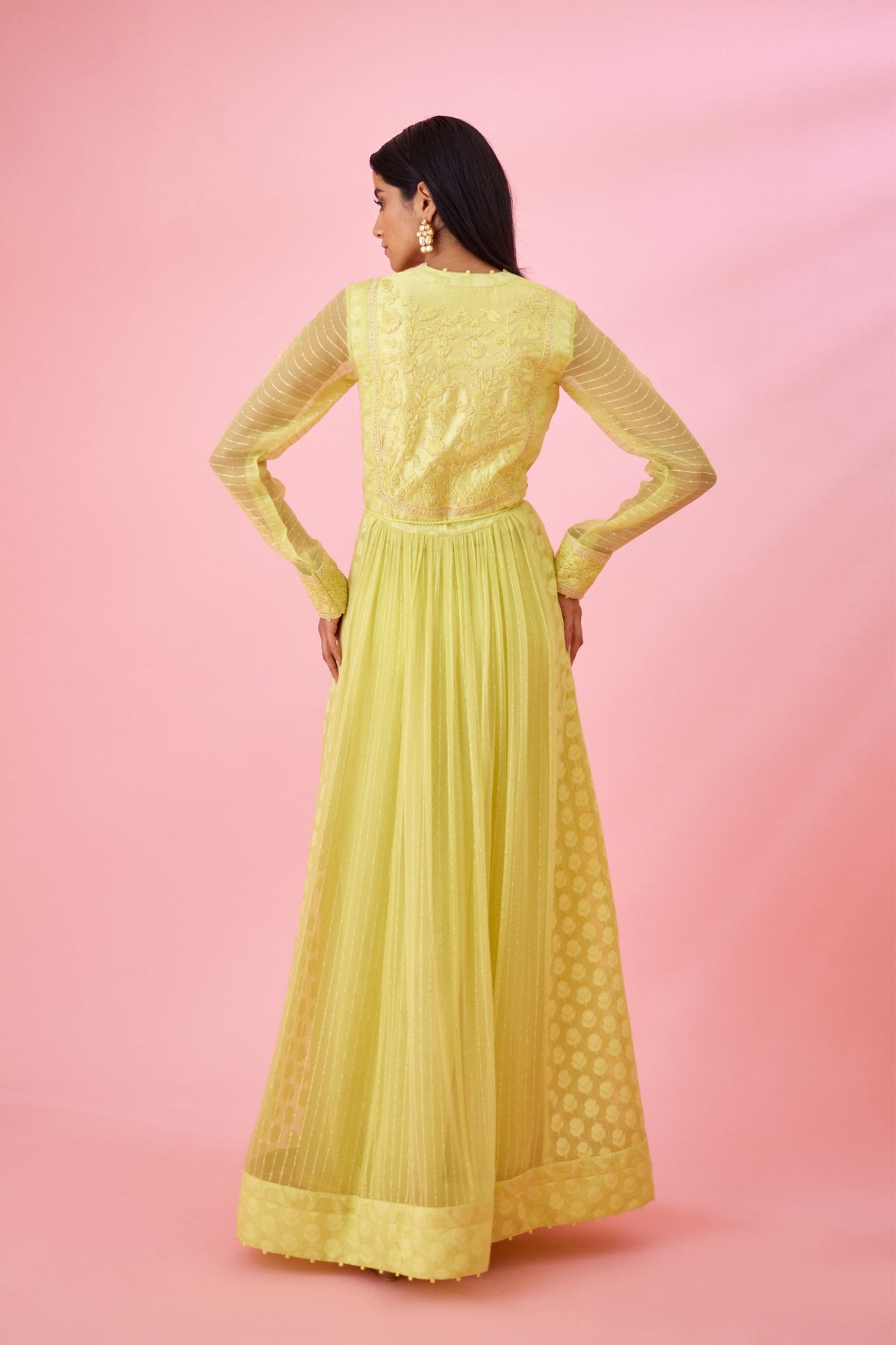Lemon yellow Anarkali set