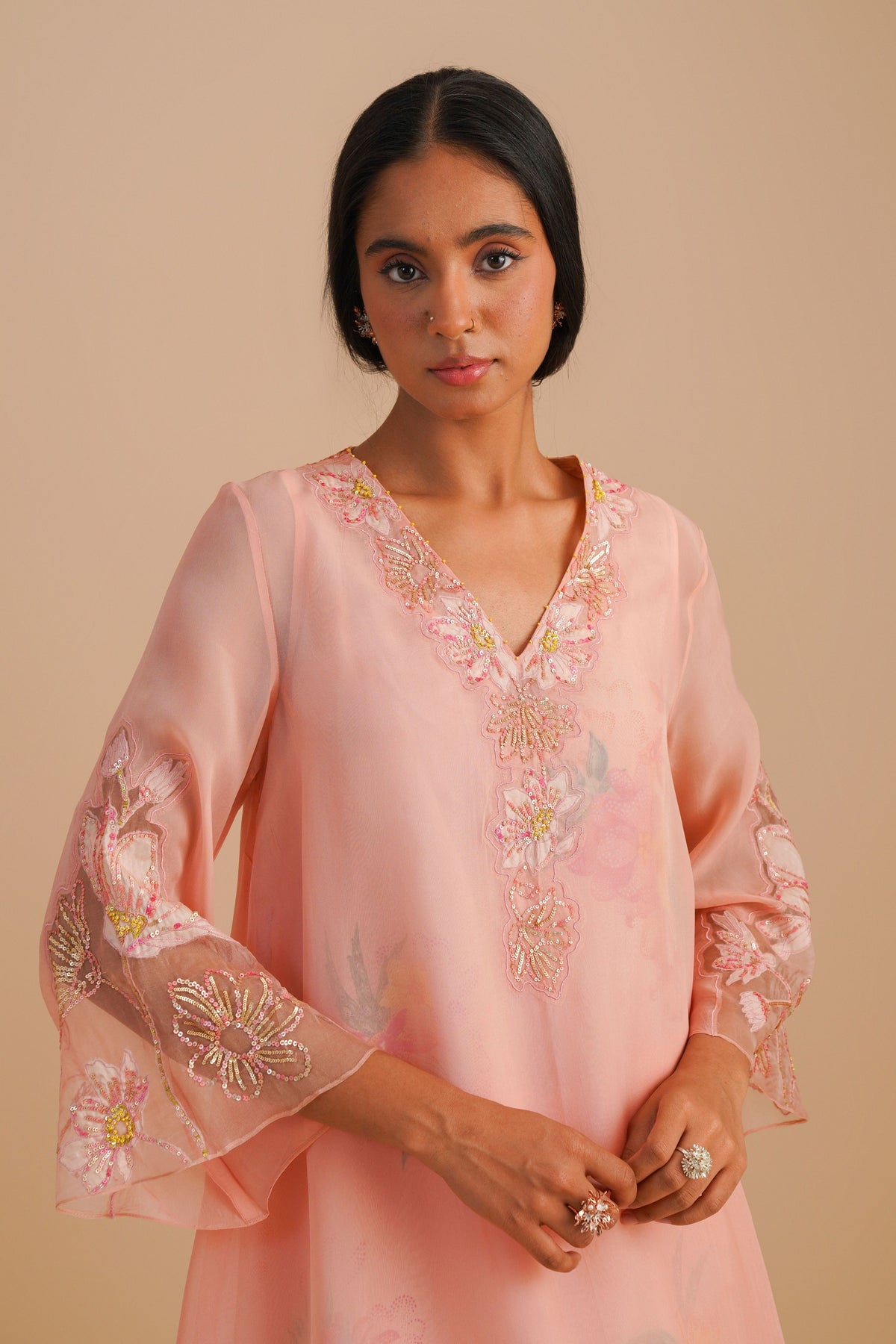 Blush Organza Kurta Set
