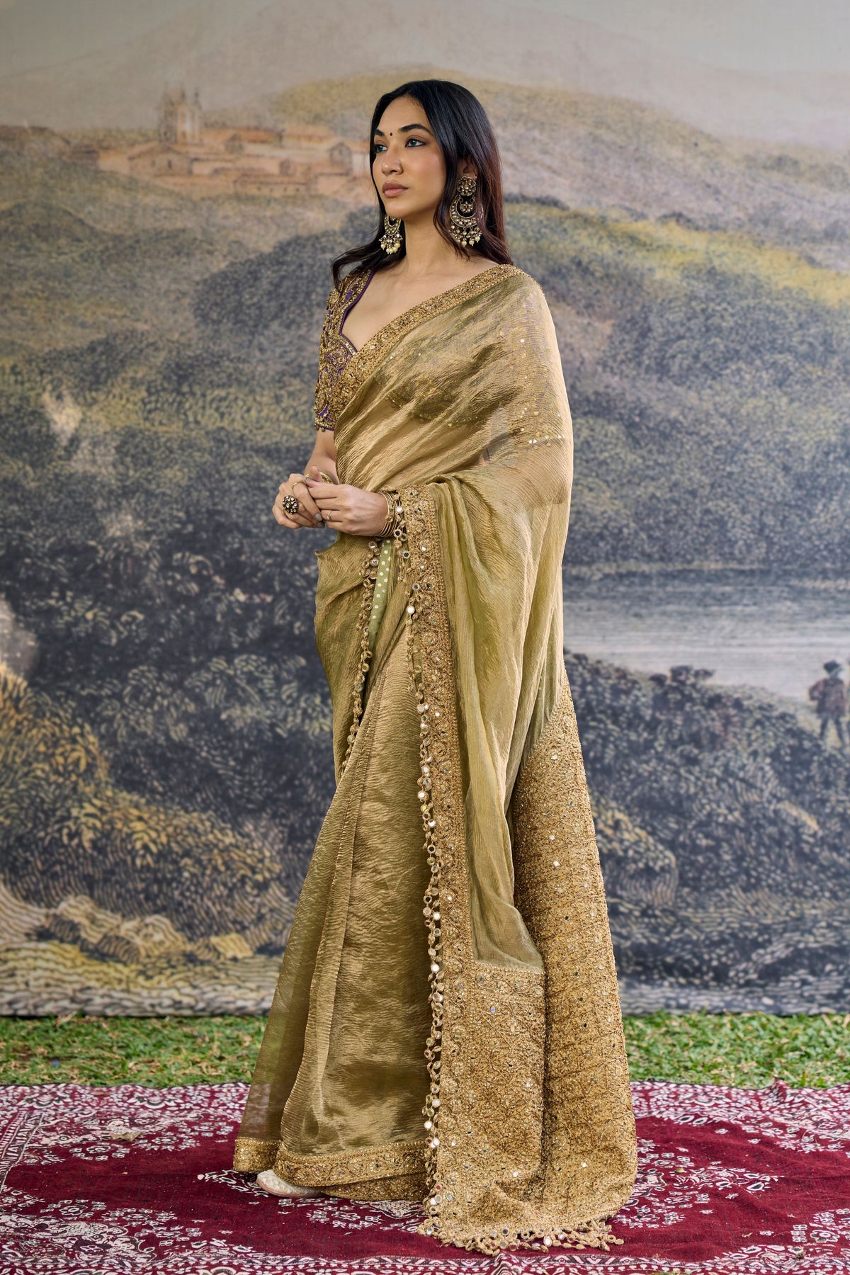 Sarvika Fusion Tissue Saree Set
