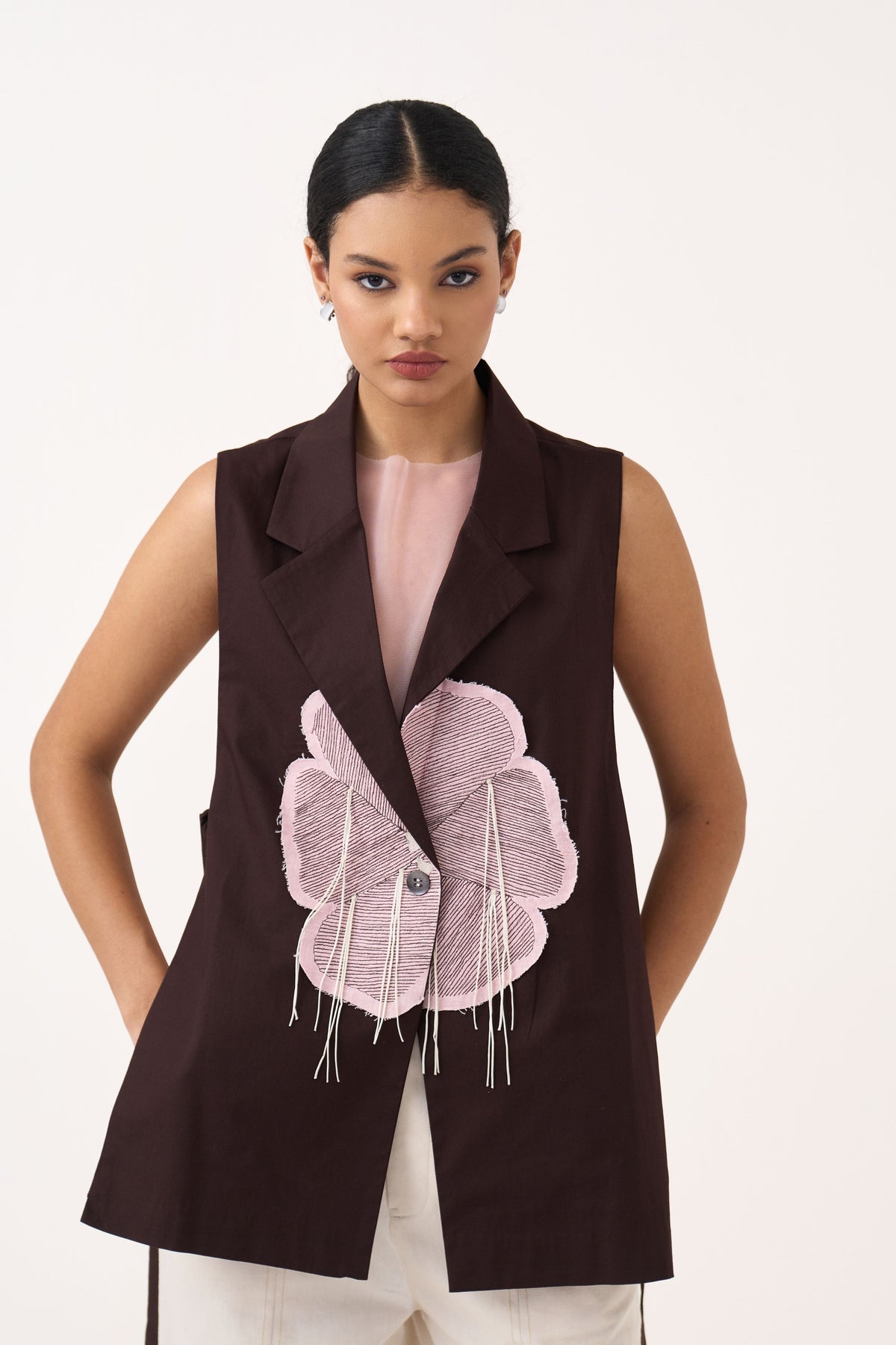 Floral Applique Waistcoat Set