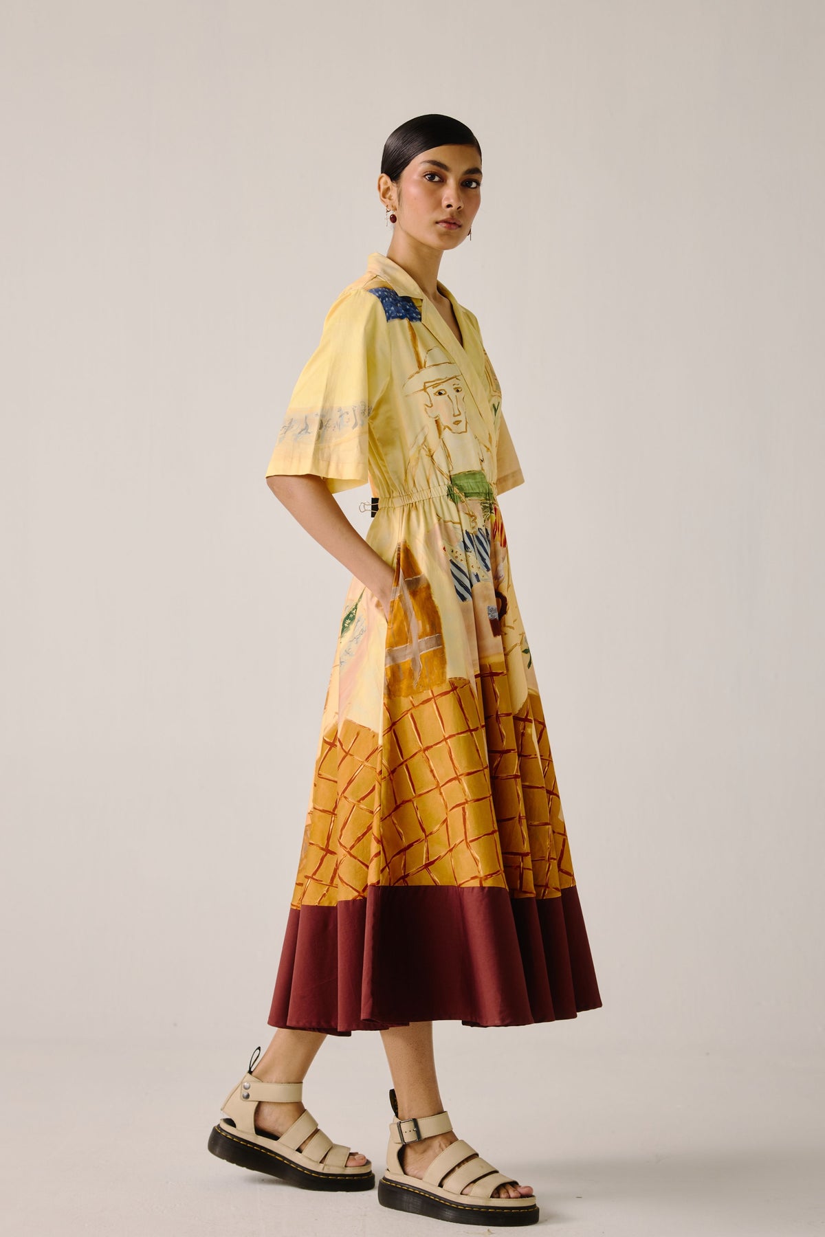 Fisherman Print Blocked Dress