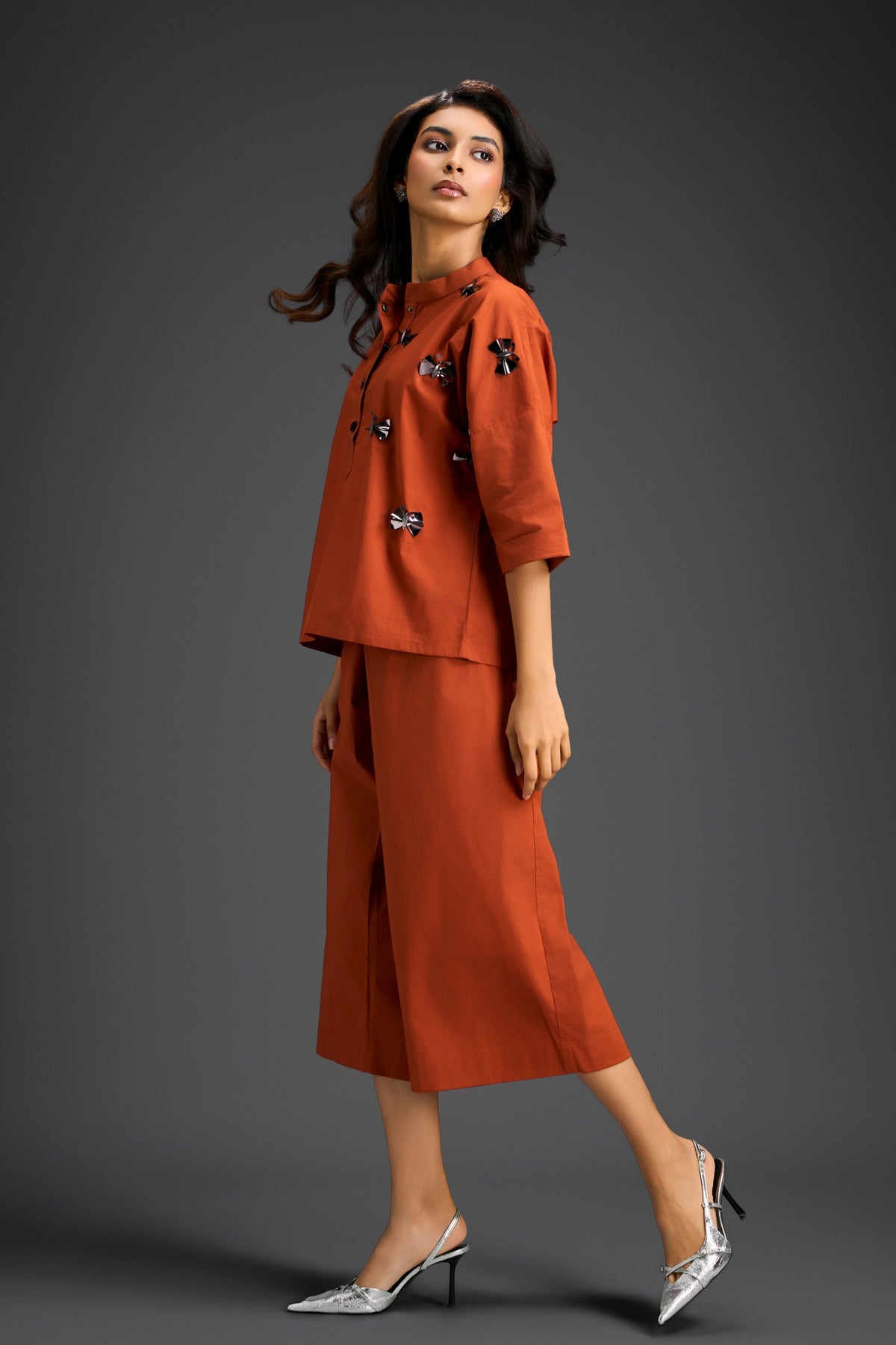 Rust Embellished Butterfly Co-ord Set